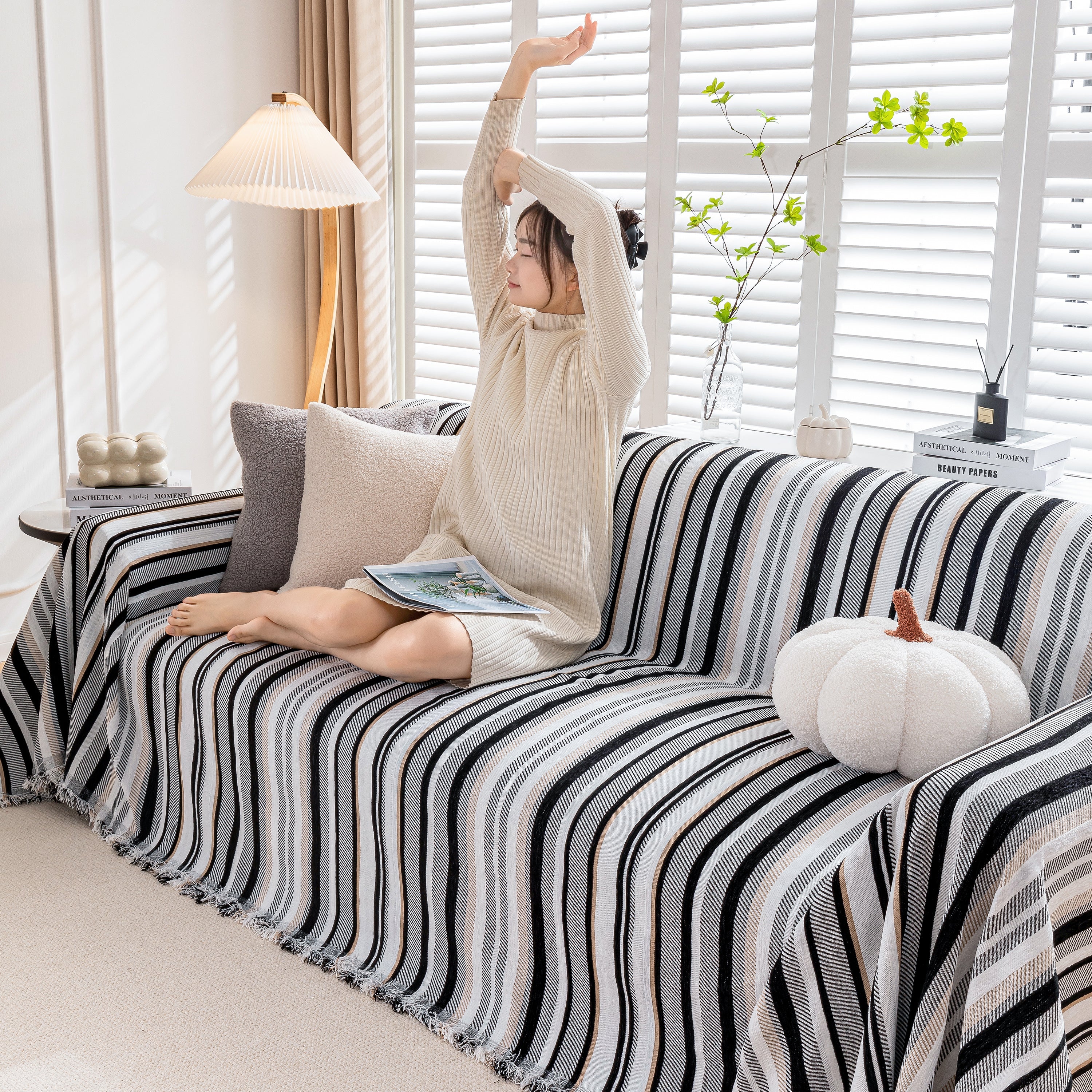 Modern Minimalist Sofa Throw Cover Cotton Knit Throws for Couch Scratch Proof Couch Cover - Image 40