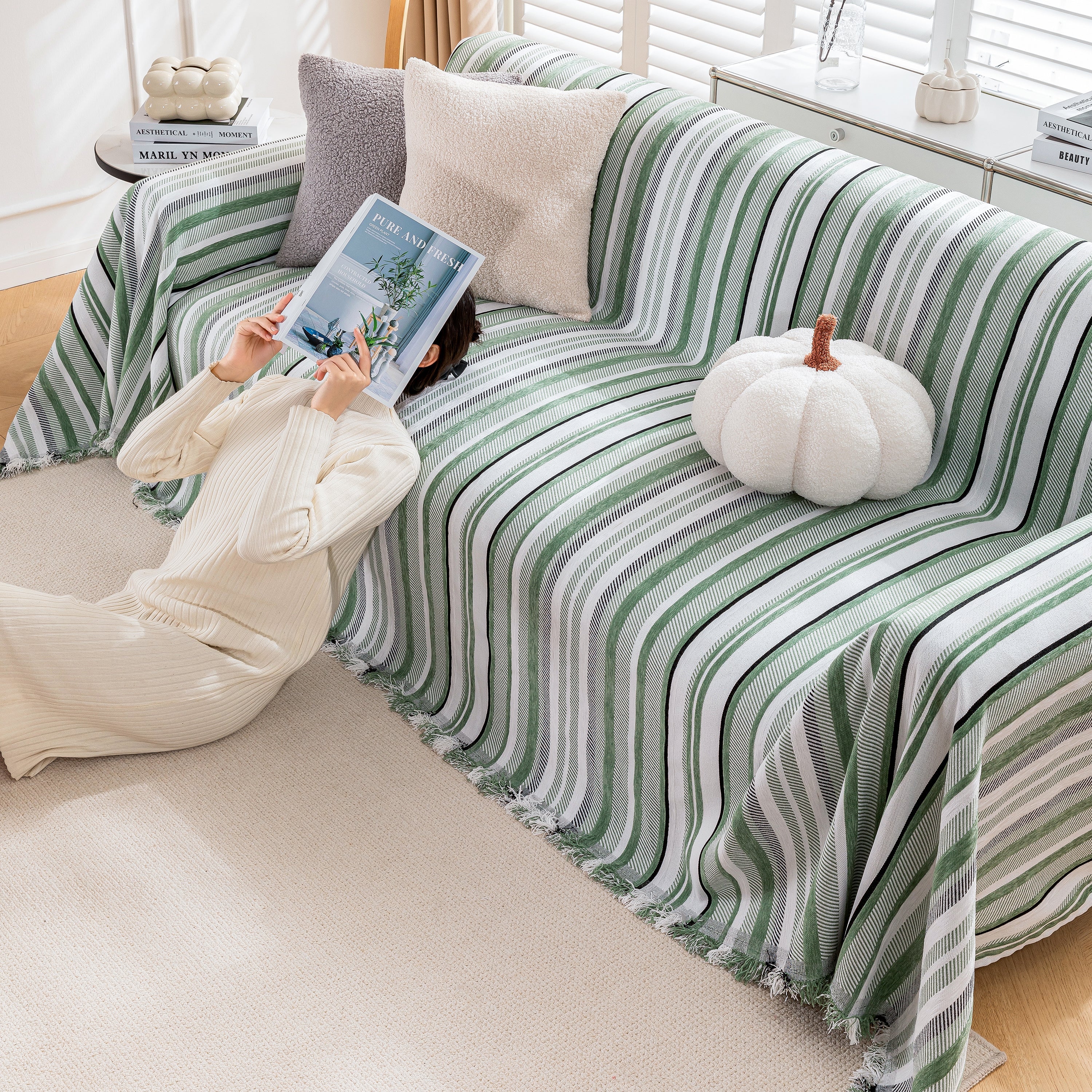 Modern Minimalist Sofa Throw Cover Cotton Knit Throws for Couch Scratch Proof Couch Cover - Image 58