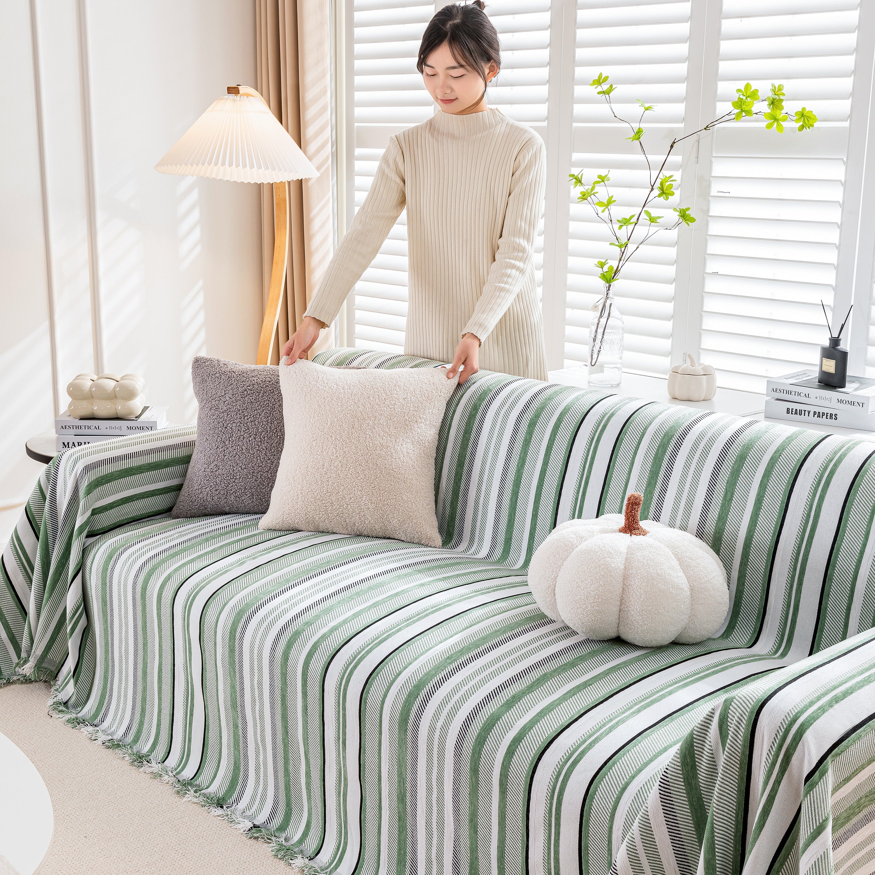 Modern Minimalist Sofa Throw Cover Cotton Knit Throws for Couch Scratch Proof Couch Cover - Image 60
