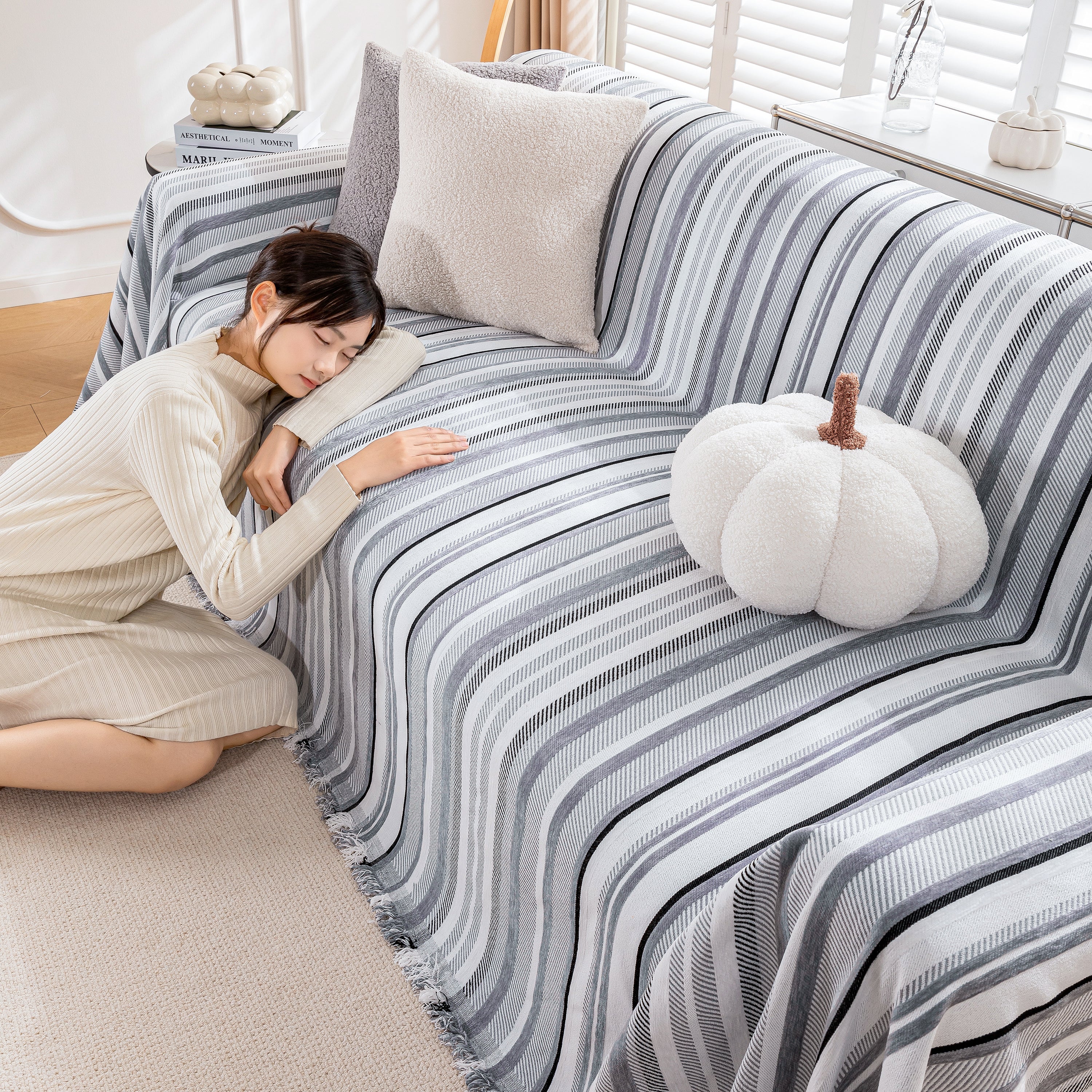Modern Minimalist Sofa Throw Cover Cotton Knit Throws for Couch Scratch Proof Couch Cover - Image 78