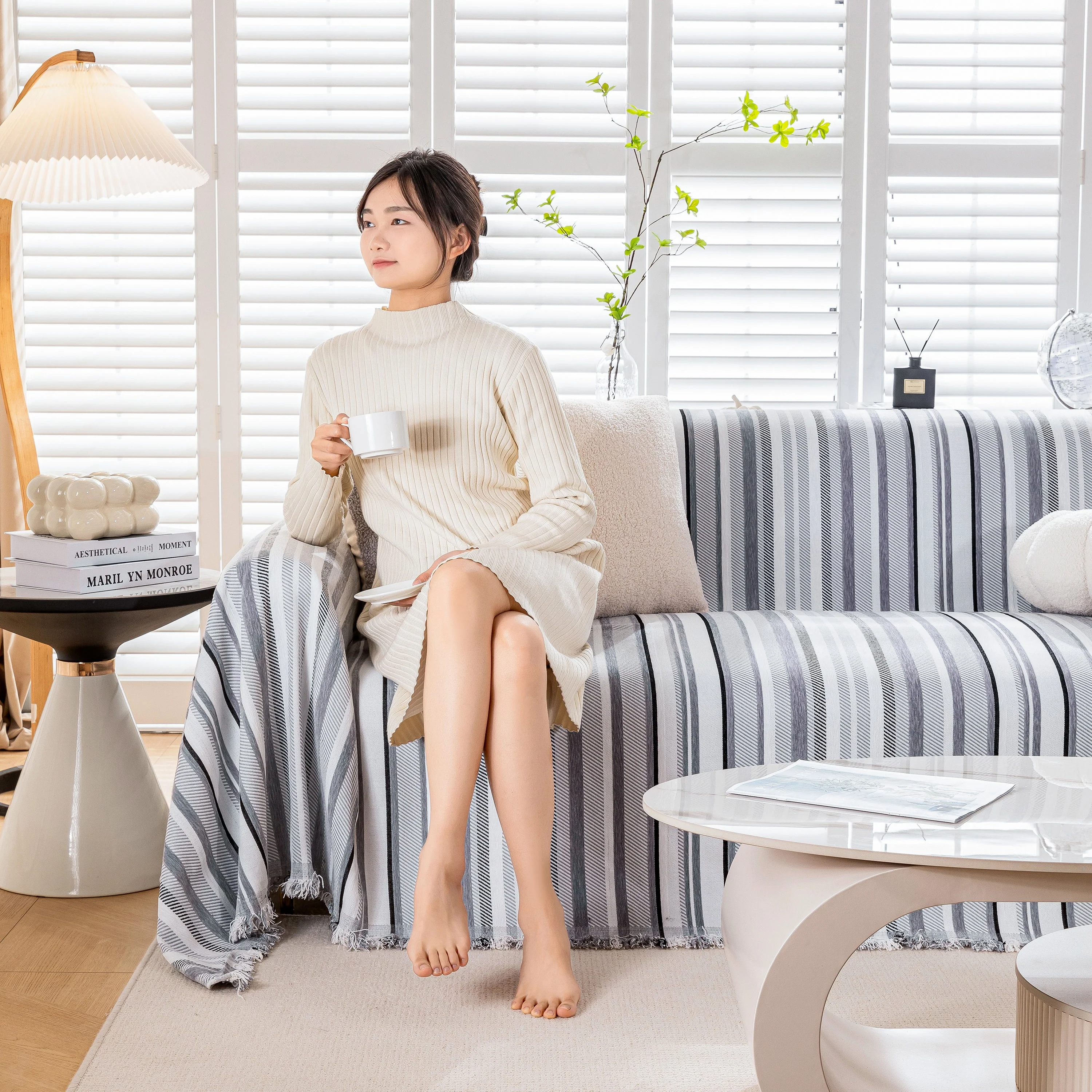 Modern Minimalist Sofa Throw Cover Cotton Knit Throws for Couch Scratch Proof Couch Cover - Image 79