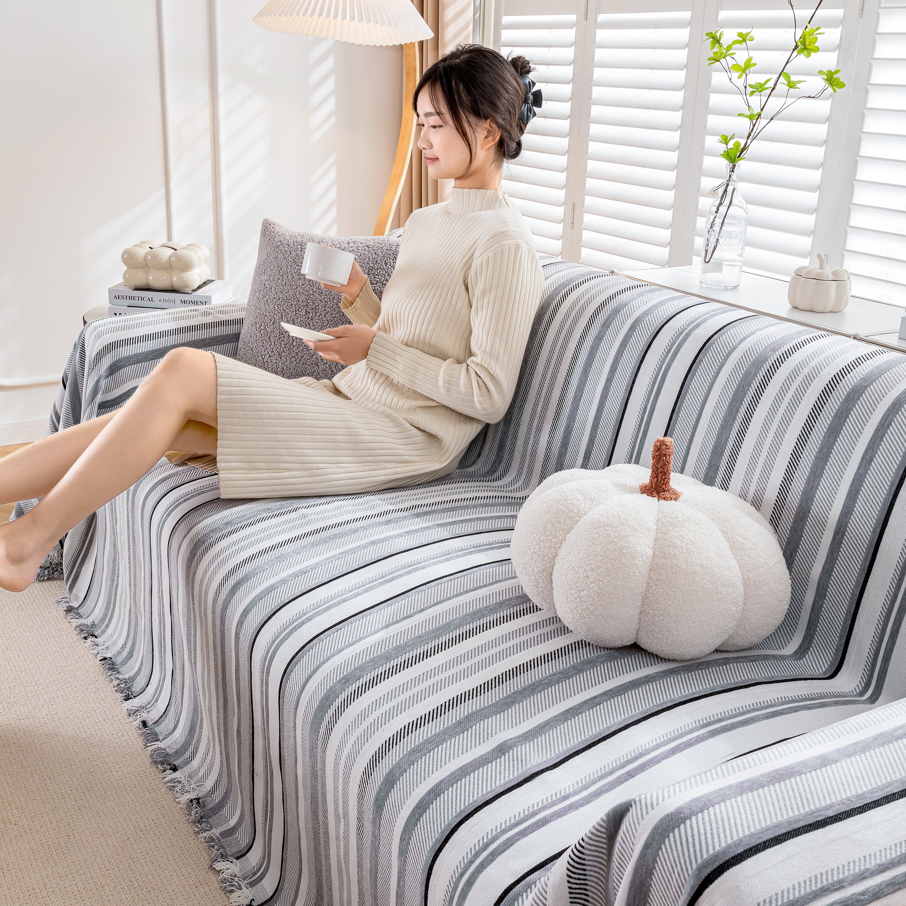 Modern Minimalist Sofa Throw Cover Cotton Knit Throws for Couch Scratch Proof Couch Cover - Image 80