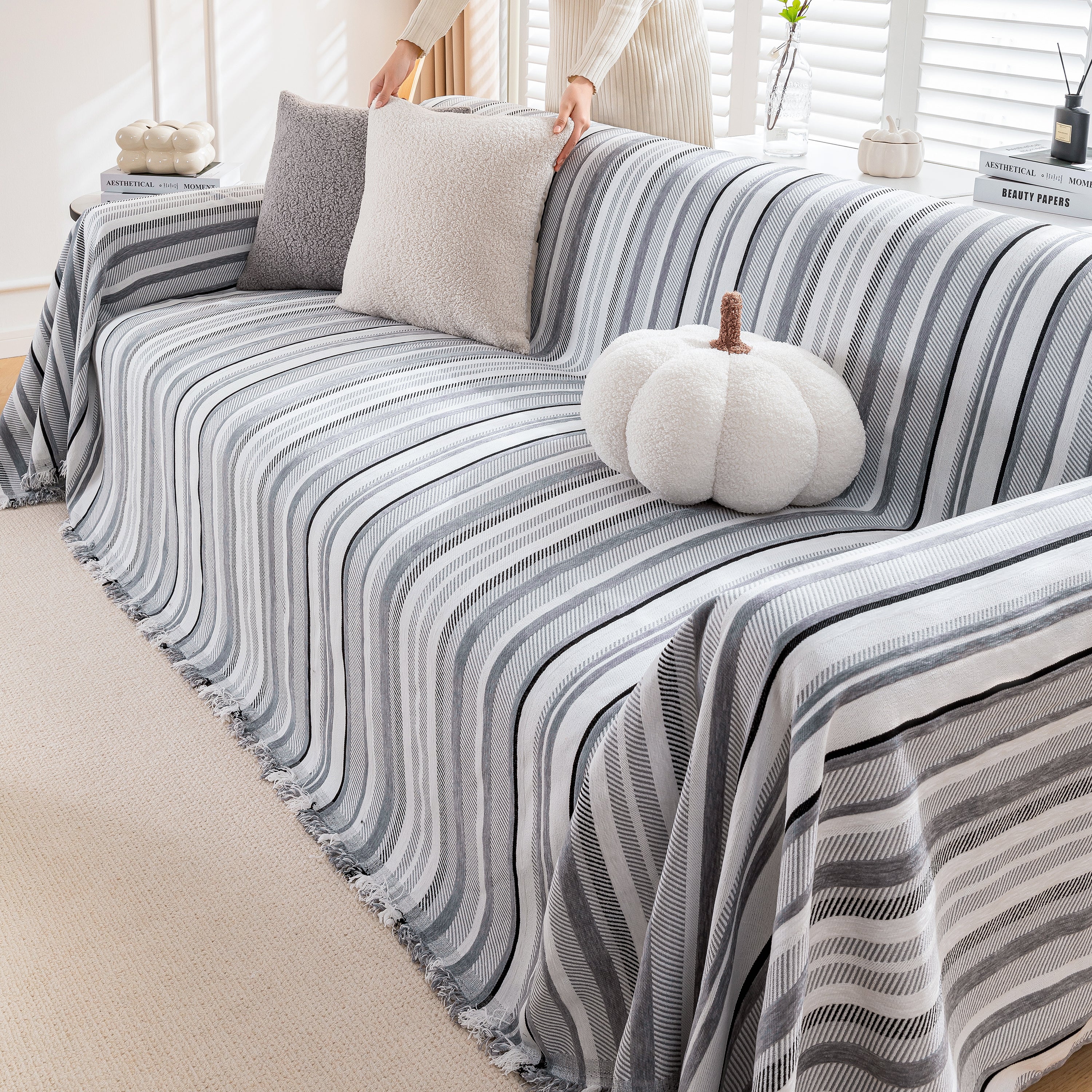 Modern Minimalist Sofa Throw Cover Cotton Knit Throws for Couch Scratch Proof Couch Cover - Image 81