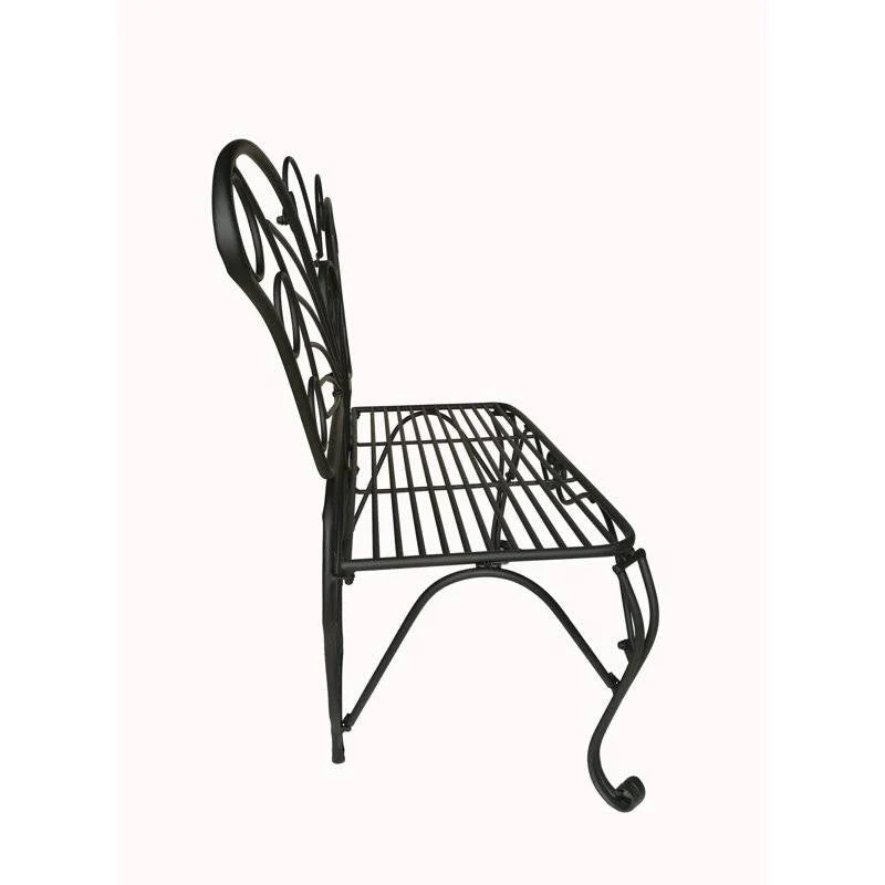Modern Outdoor Butterfly Garden Bench in Black Metal Finish - Image 3