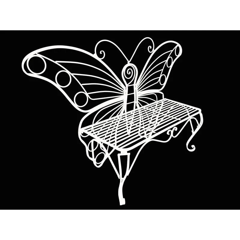 Modern Outdoor Butterfly Garden Bench in White Metal Finish - Image 2