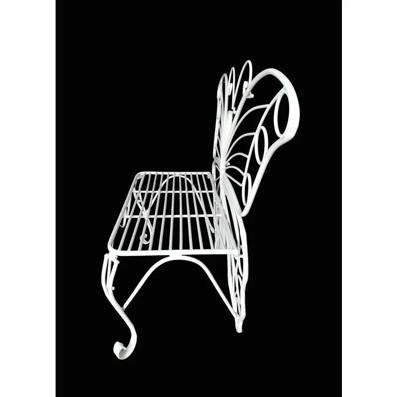 Modern Outdoor Butterfly Garden Bench in White Metal Finish - Image 3