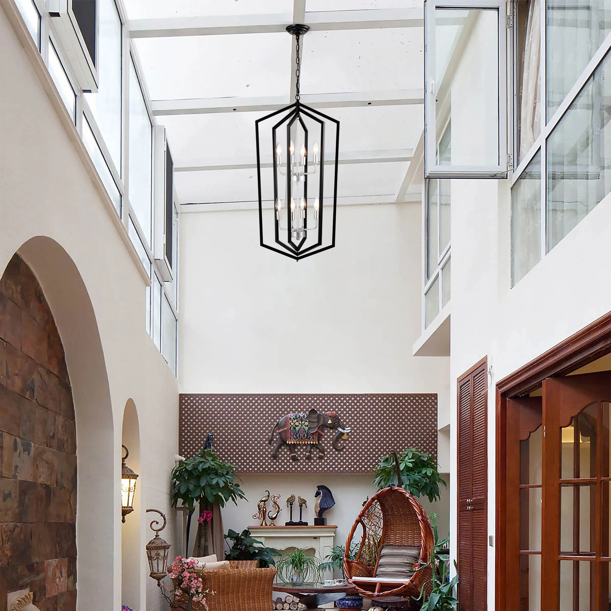 Modern Pendant Lighting with Silver Finish 8-Light Farmhouse Chandelier - Image 10