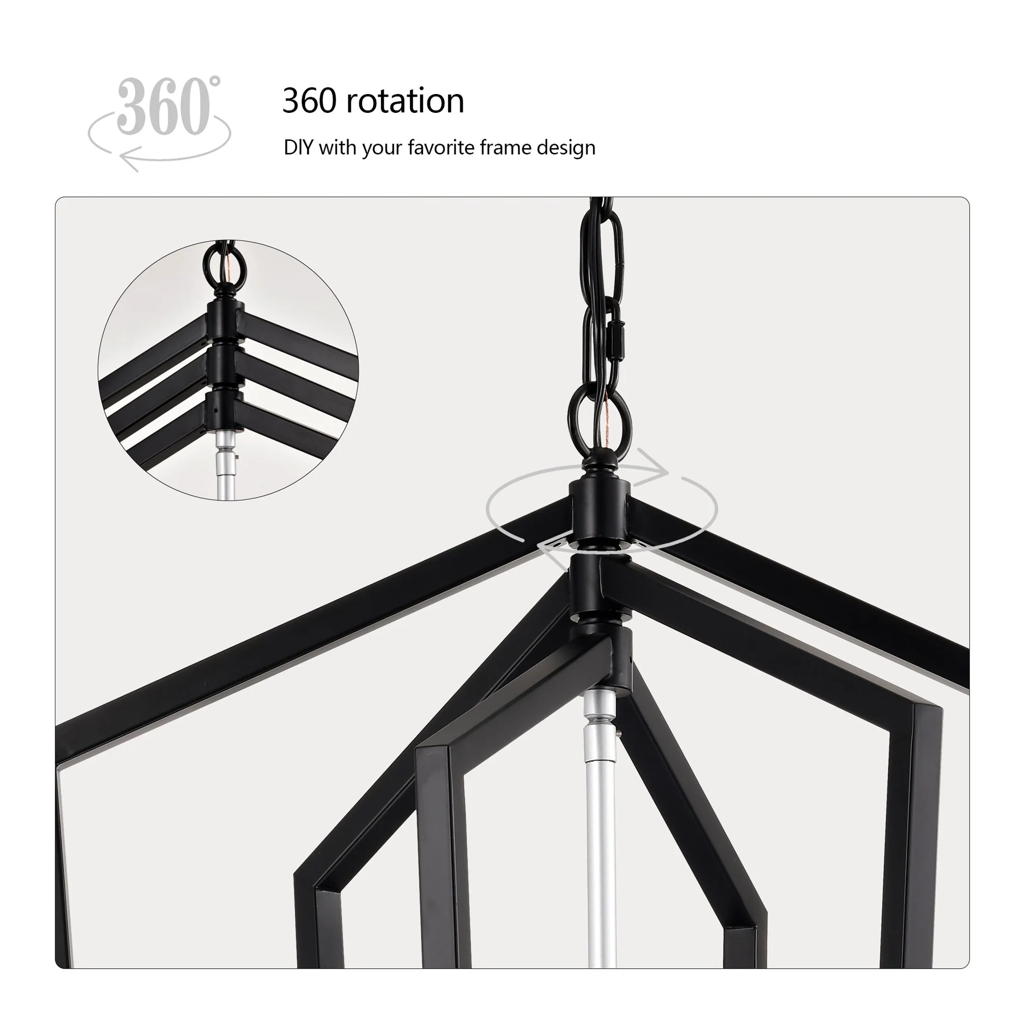 Modern Pendant Lighting with Silver Finish 8-Light Farmhouse Chandelier - Image 3