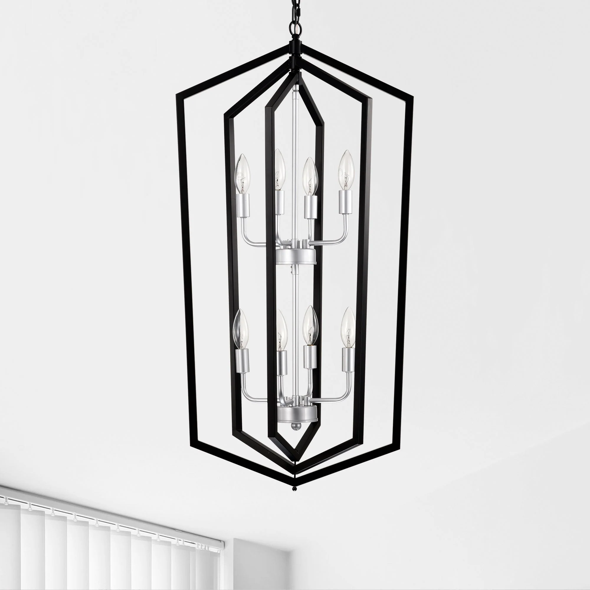 Modern Pendant Lighting with Silver Finish 8-Light Farmhouse Chandelier - Image 6
