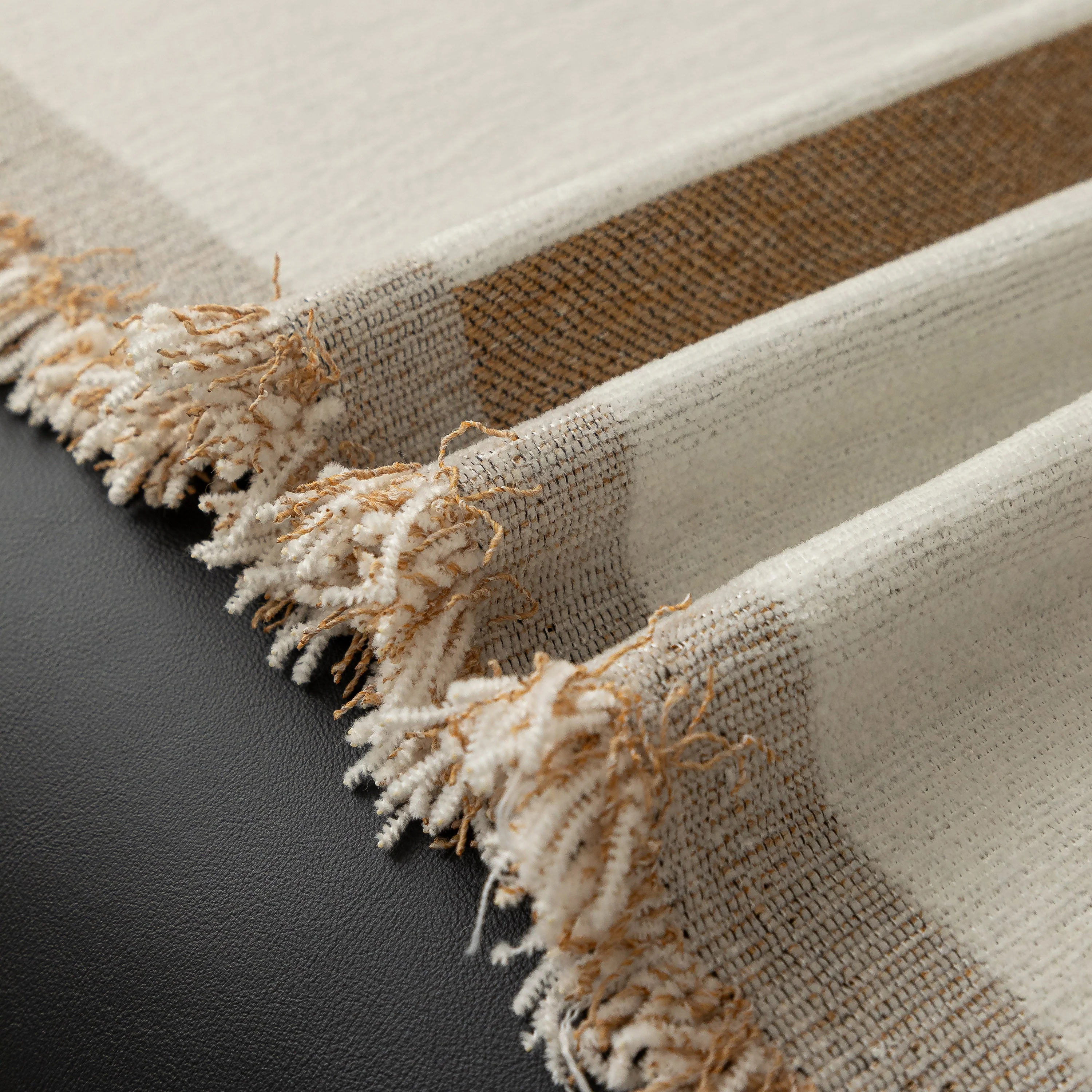 Modern Plaid Heavy Duty Sofa Throw Blanket, Boho Farmhouse Couch Cover with Tassel - Image 55