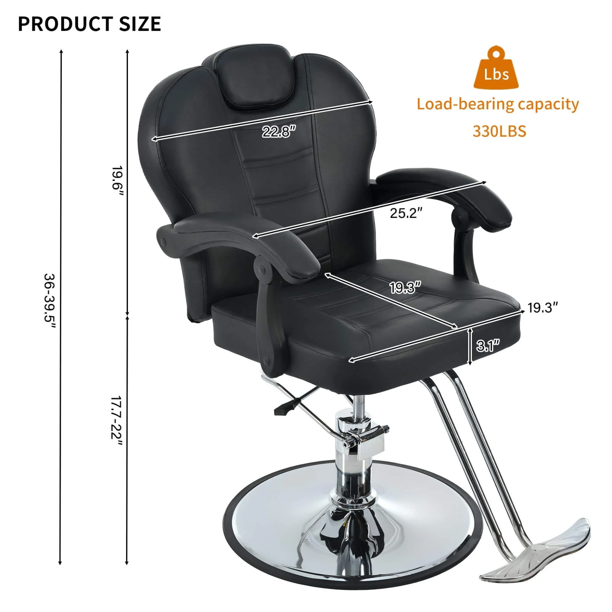 Modern Reclining Barber Chair With Adjustable Headrest And Hydraulic Pump (SAK62751) - Image 12