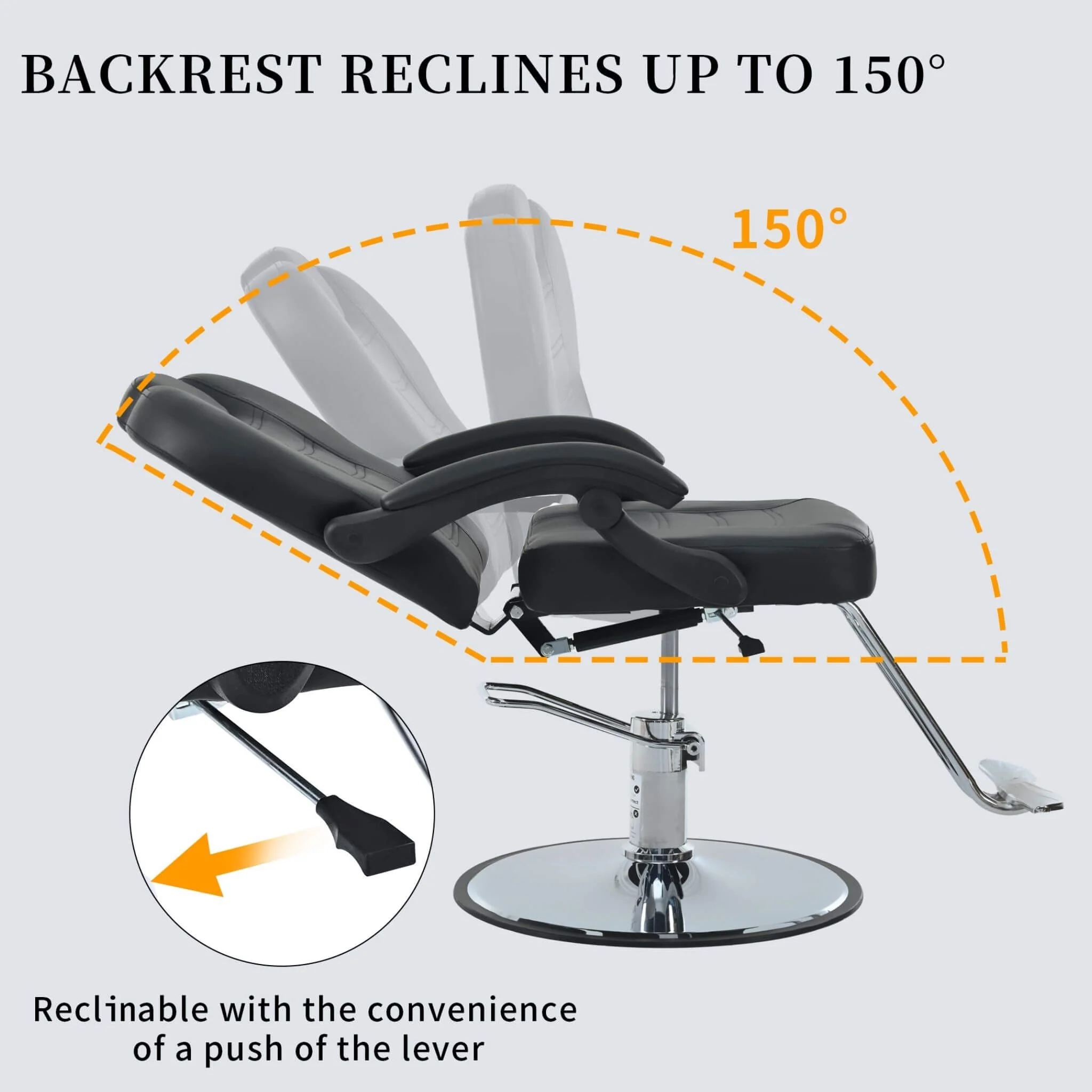 Modern Reclining Barber Chair With Adjustable Headrest And Hydraulic Pump (SAK62751) - Image 4