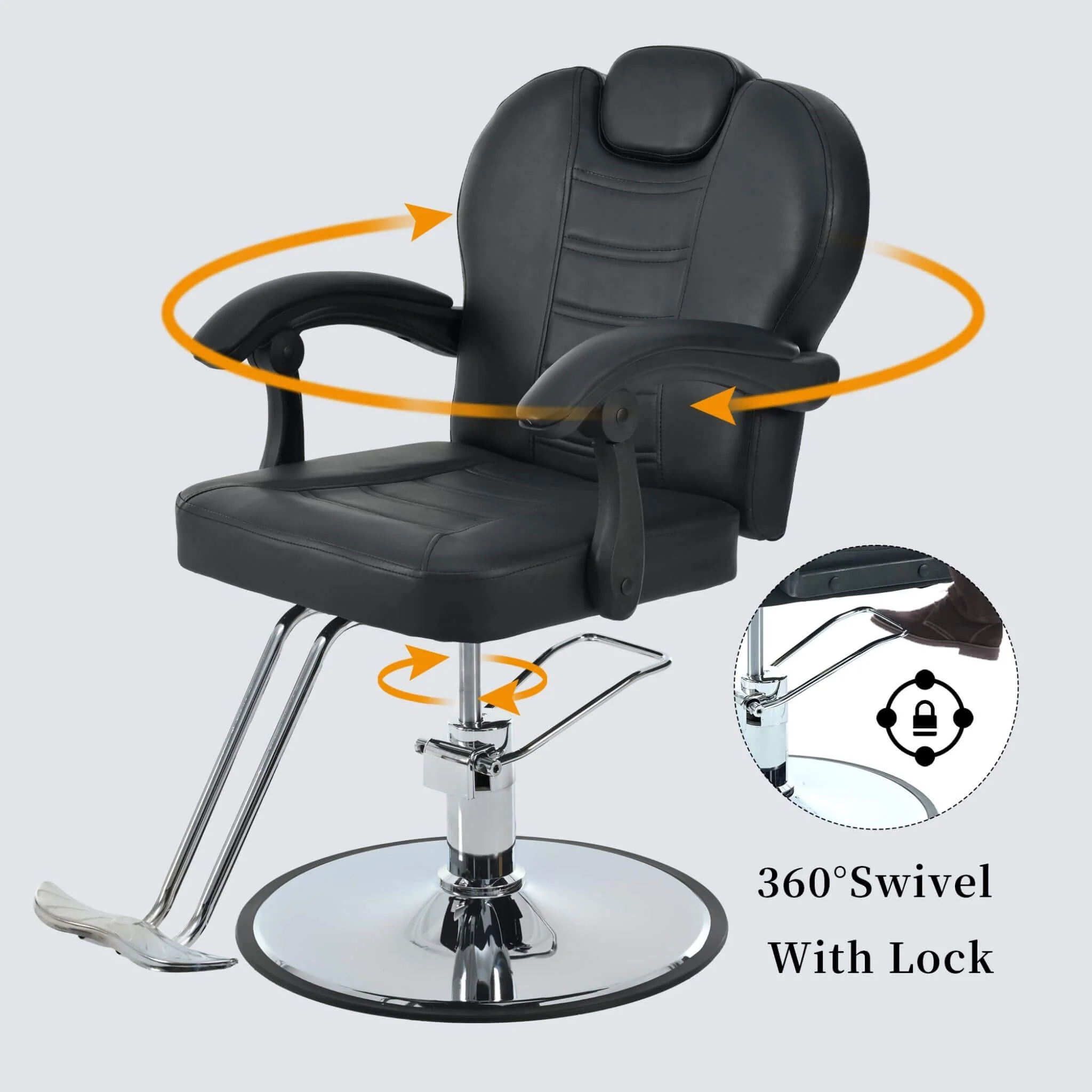 Modern Reclining Barber Chair With Adjustable Headrest And Hydraulic Pump (SAK62751) - Image 7