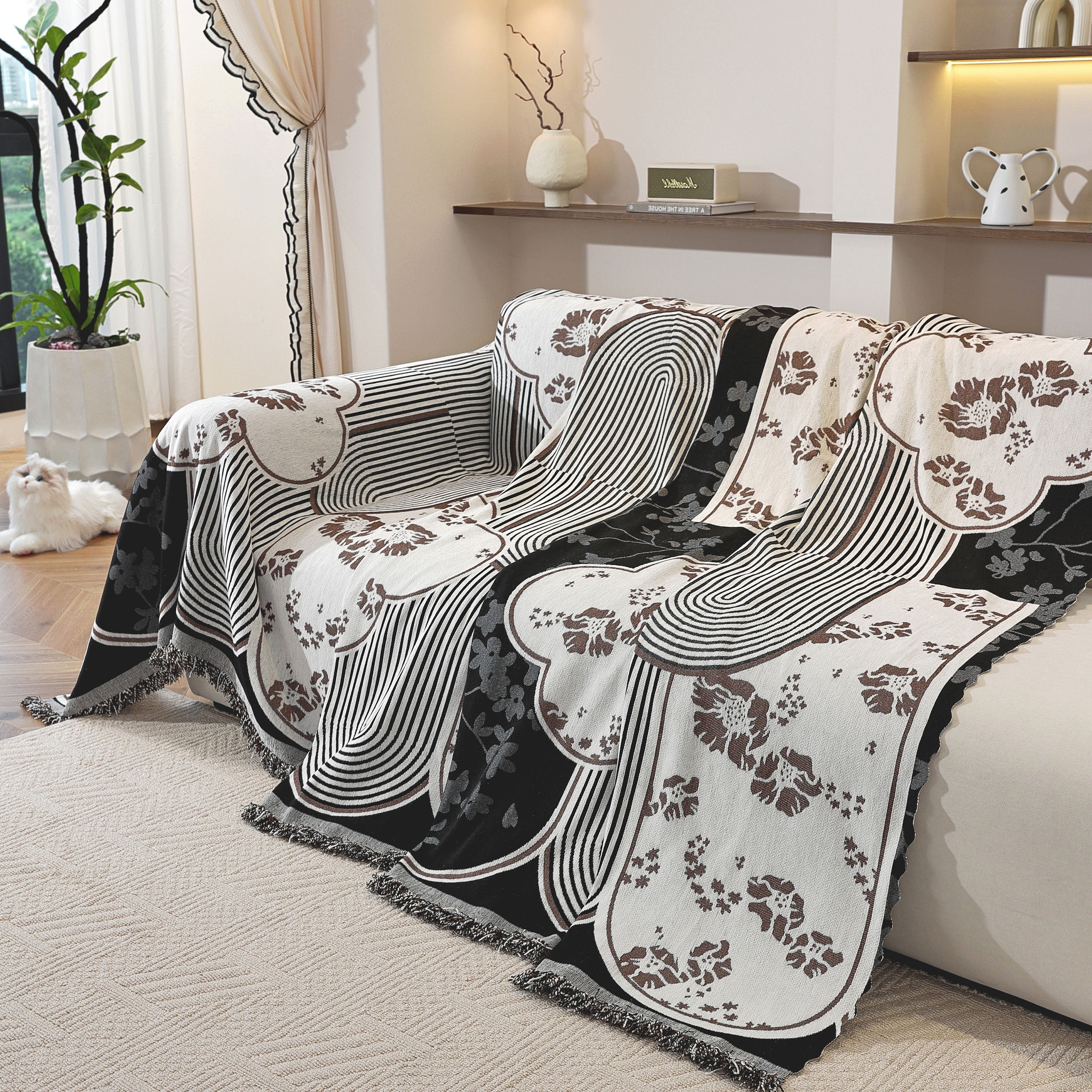 Modern Retro Sofa Throw - Decorative, Washable Chenille Blanket & Couch Protector - Image 14