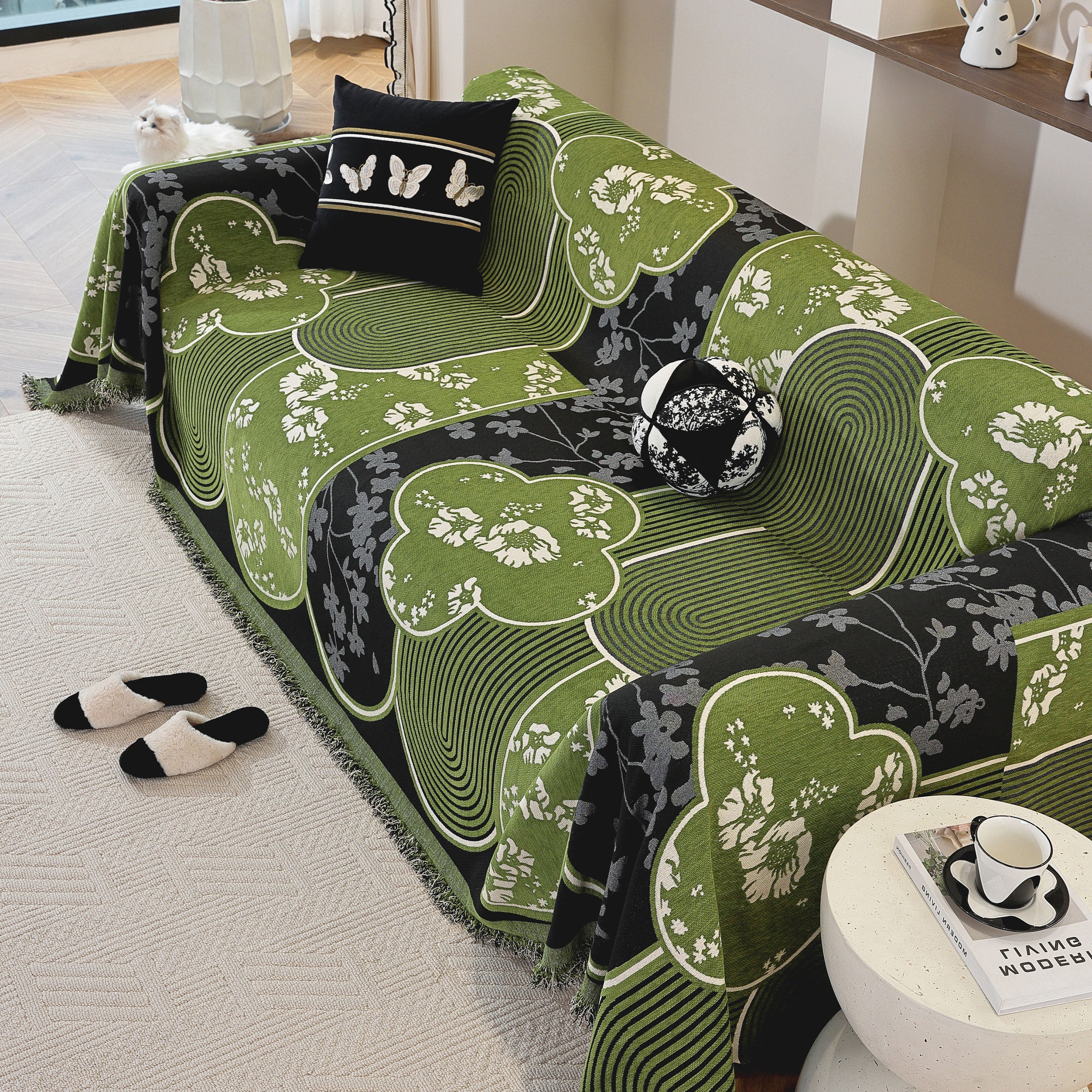 Modern Retro Sofa Throw - Decorative, Washable Chenille Blanket & Couch Protector - Image 18