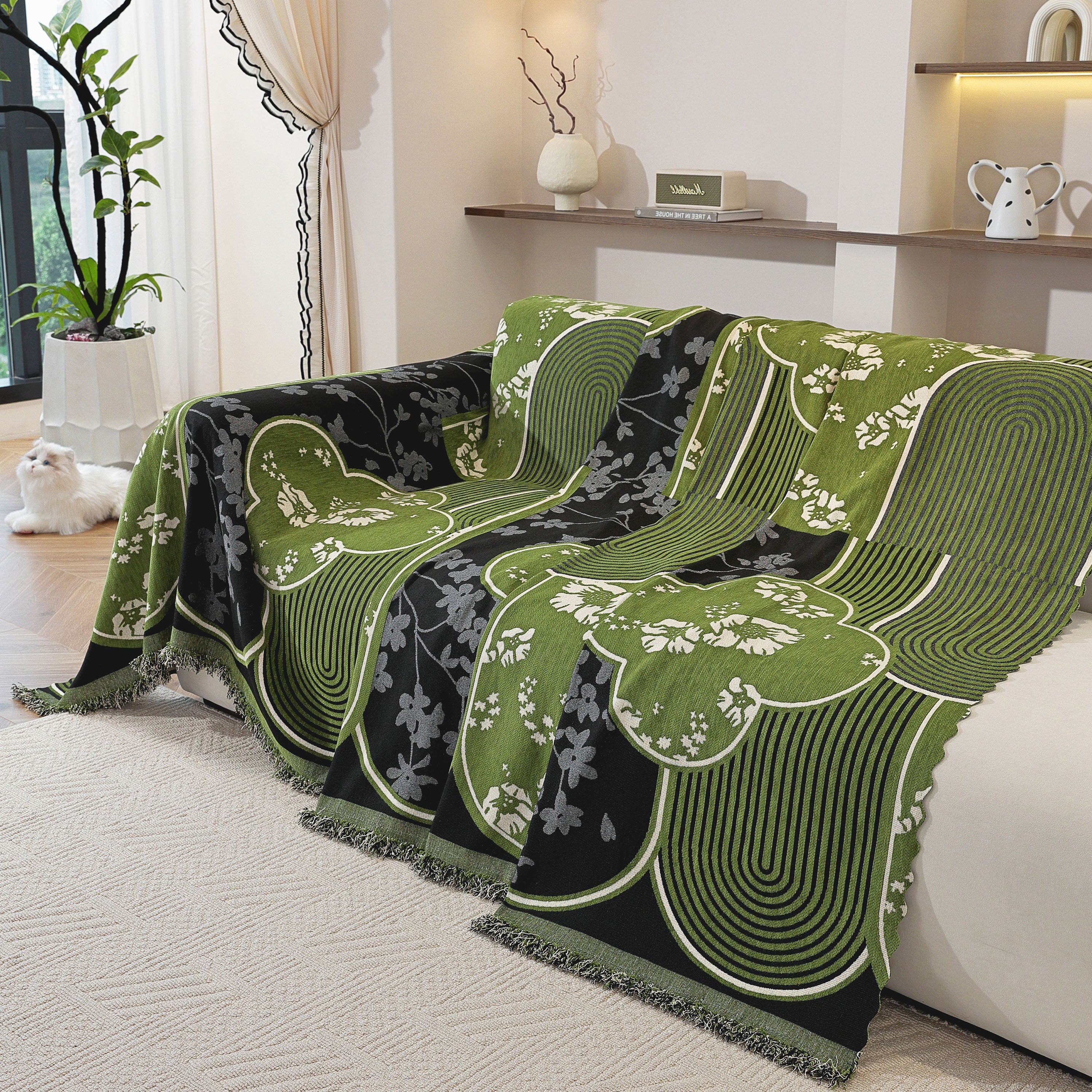 Modern Retro Sofa Throw - Decorative, Washable Chenille Blanket & Couch Protector - Image 31