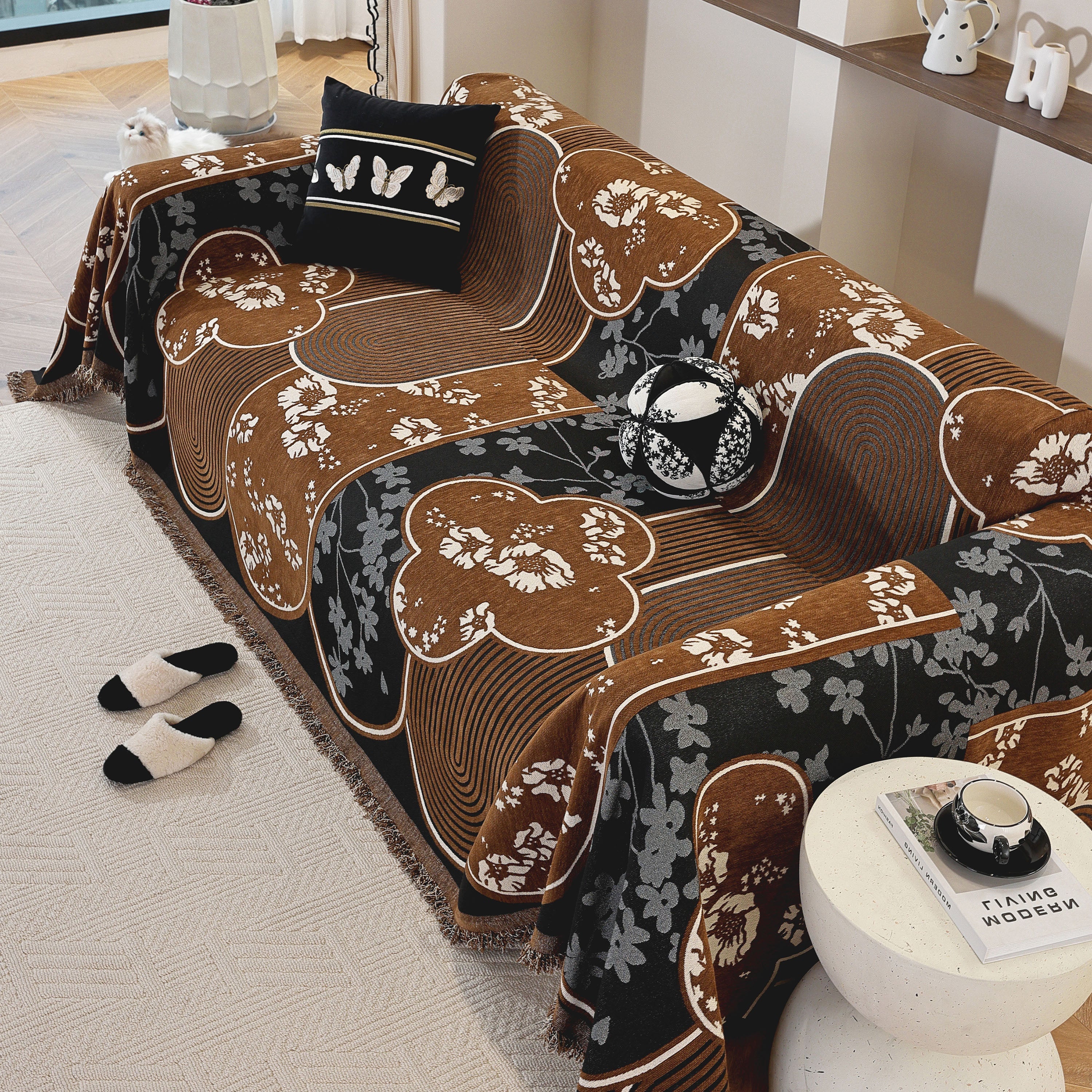 Modern Retro Sofa Throw - Decorative, Washable Chenille Blanket & Couch Protector - Image 37