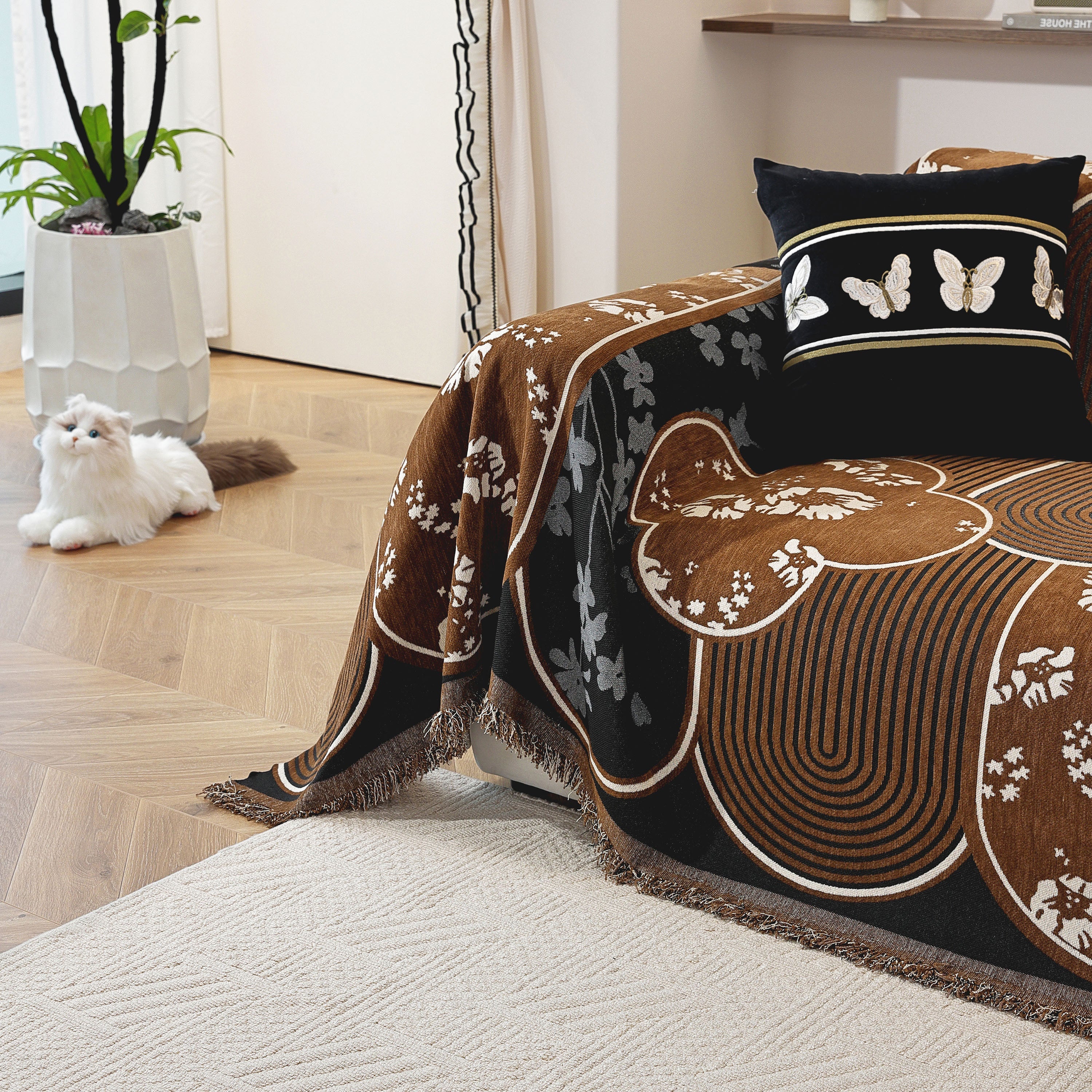Modern Retro Sofa Throw - Decorative, Washable Chenille Blanket & Couch Protector - Image 38