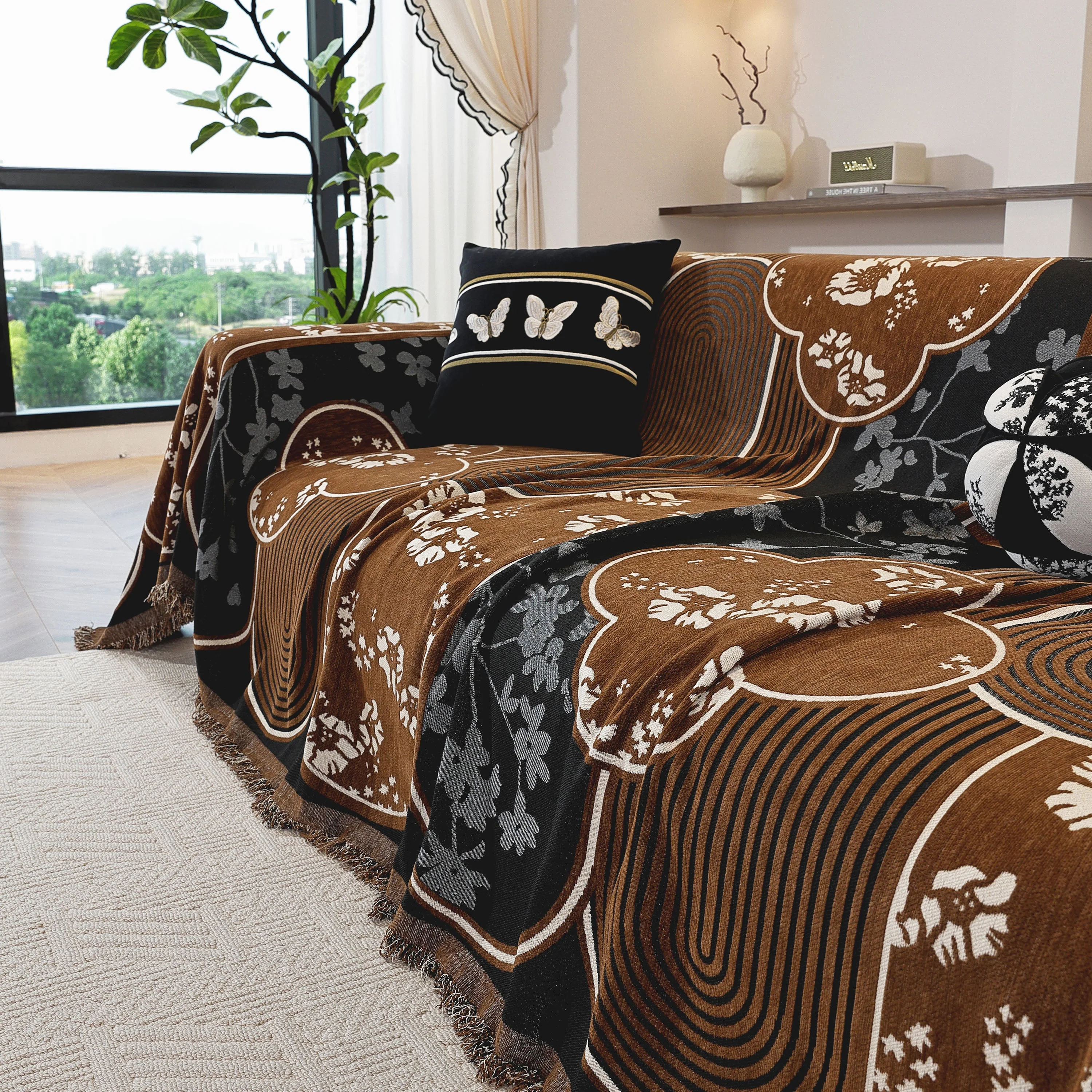 Modern Retro Sofa Throw - Decorative, Washable Chenille Blanket & Couch Protector - Image 43