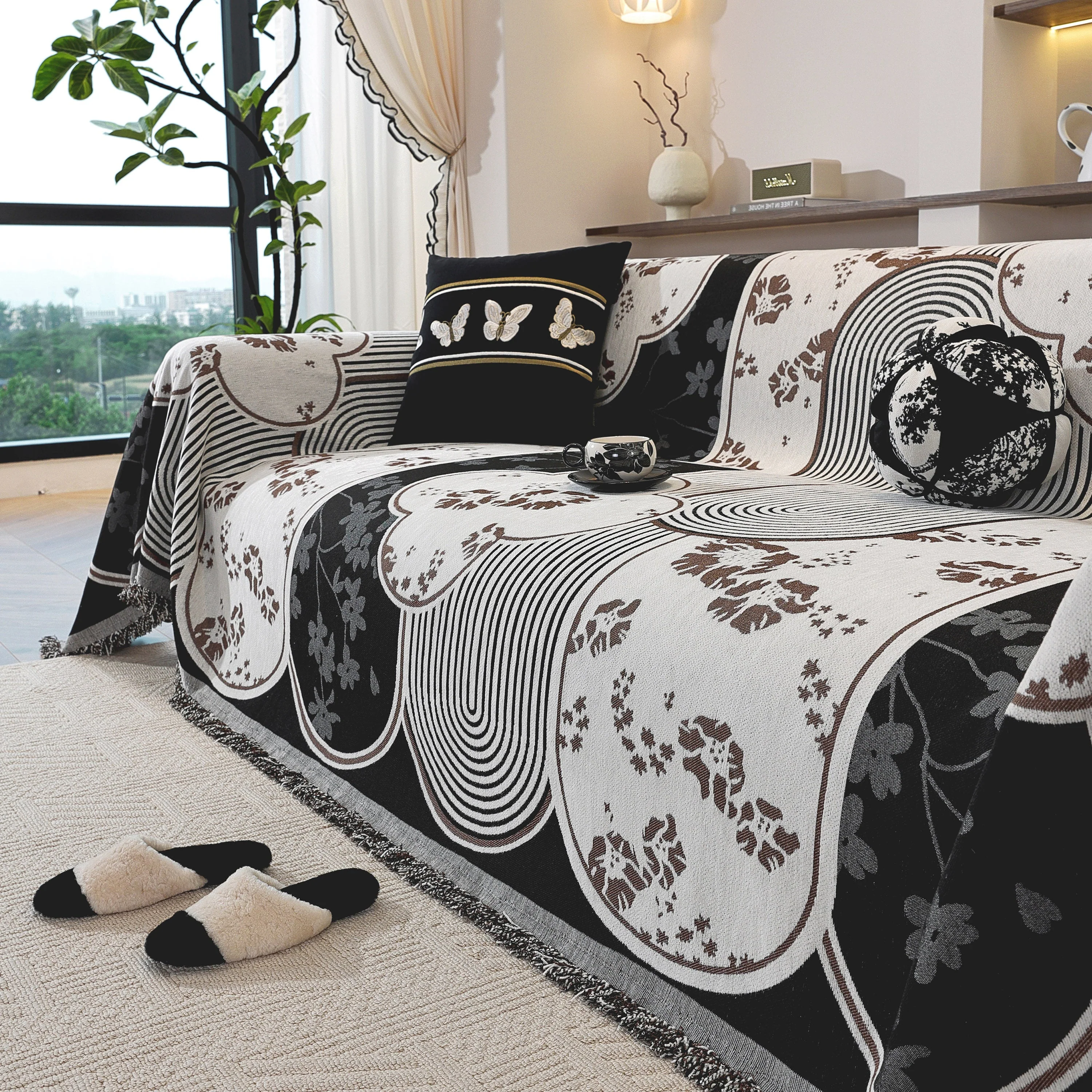 Modern Retro Sofa Throw - Decorative, Washable Chenille Blanket & Couch Protector - Image 5
