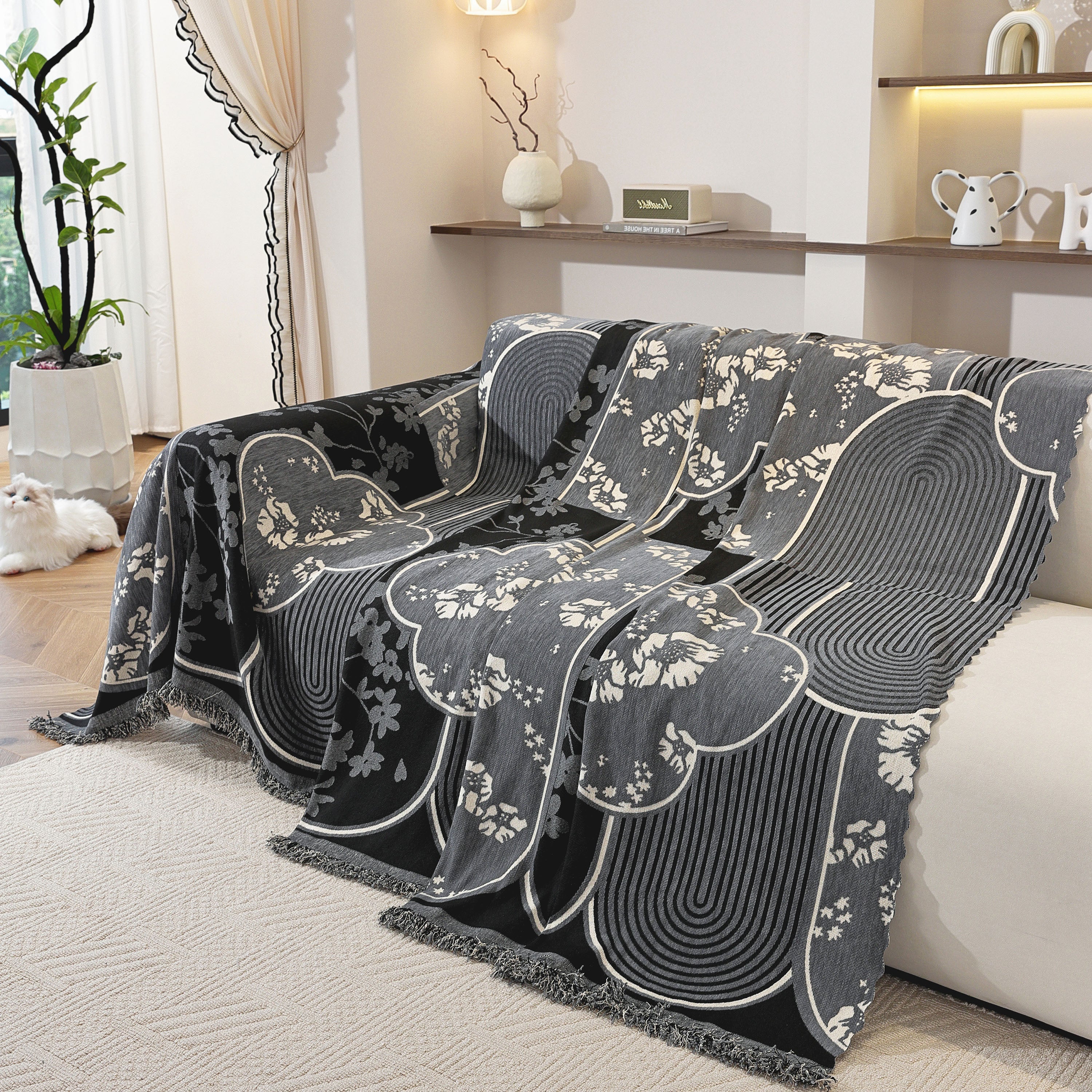 Modern Retro Sofa Throw - Decorative, Washable Chenille Blanket & Couch Protector - Image 62