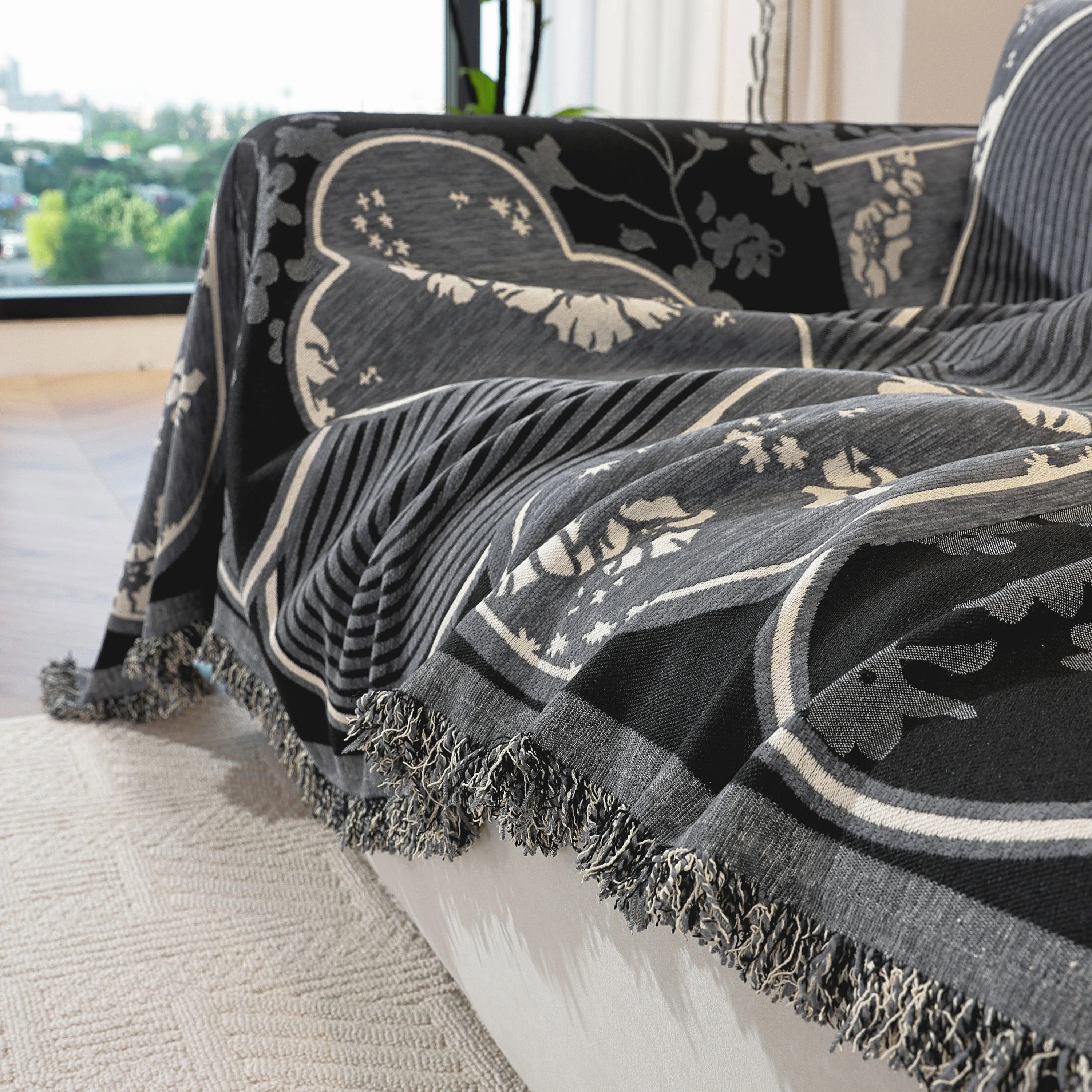 Modern Retro Sofa Throw - Decorative, Washable Chenille Blanket & Couch Protector - Image 63