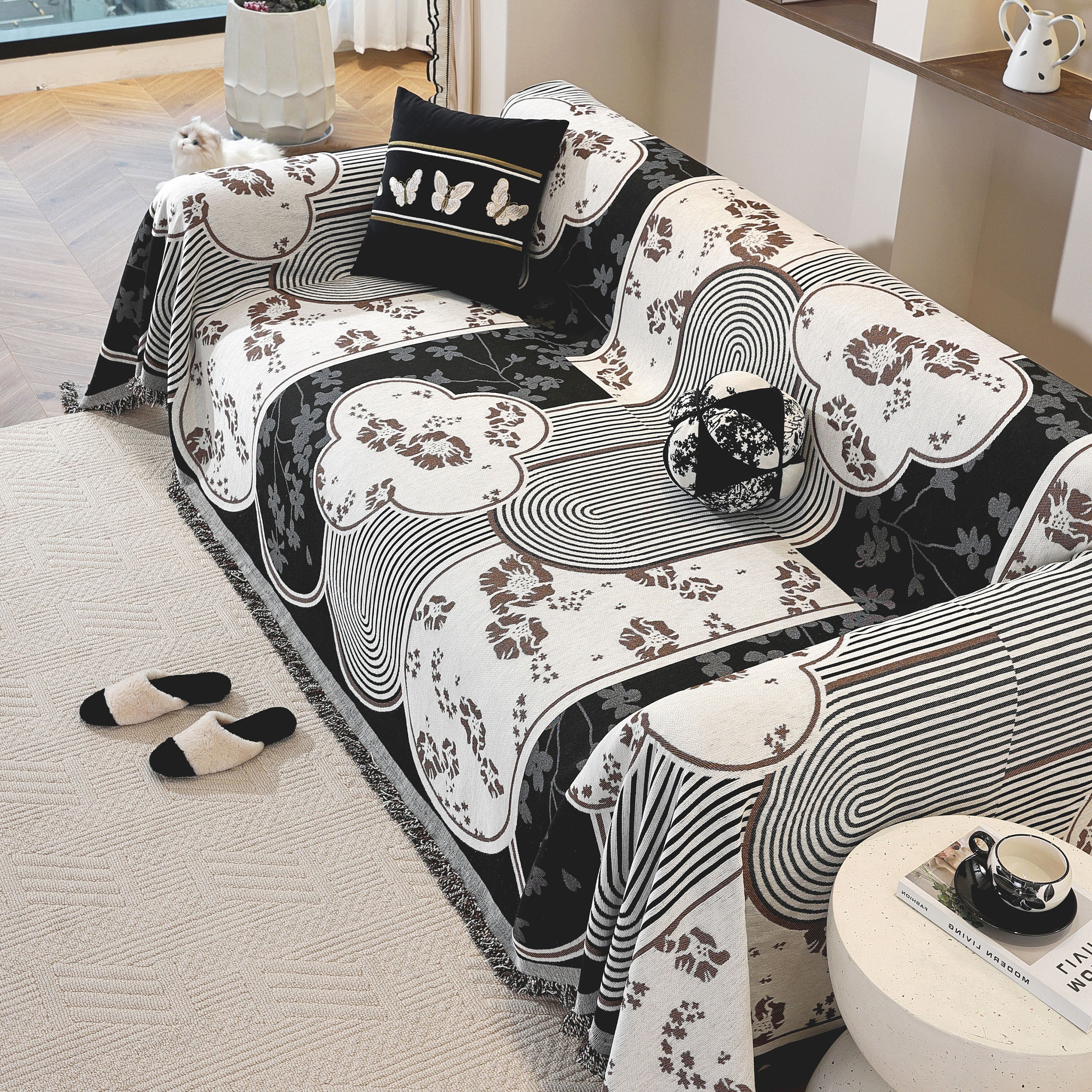 Modern Retro Sofa Throw - Decorative, Washable Chenille Blanket & Couch Protector - Image 7