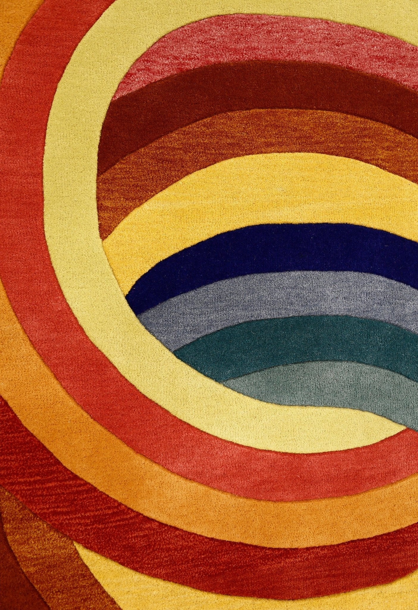 Modern Rings Golden Hand Tufted 5x7 Wool Area Rug - Image 7
