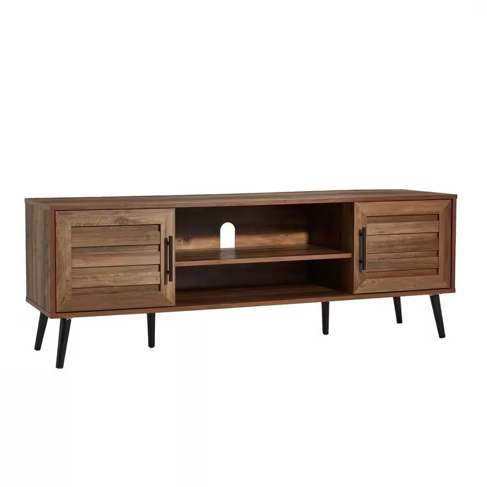 Modern Rustic Wood Finish TV Stand with Mid-Century Legs - for TV up to 65-inch - Image 2