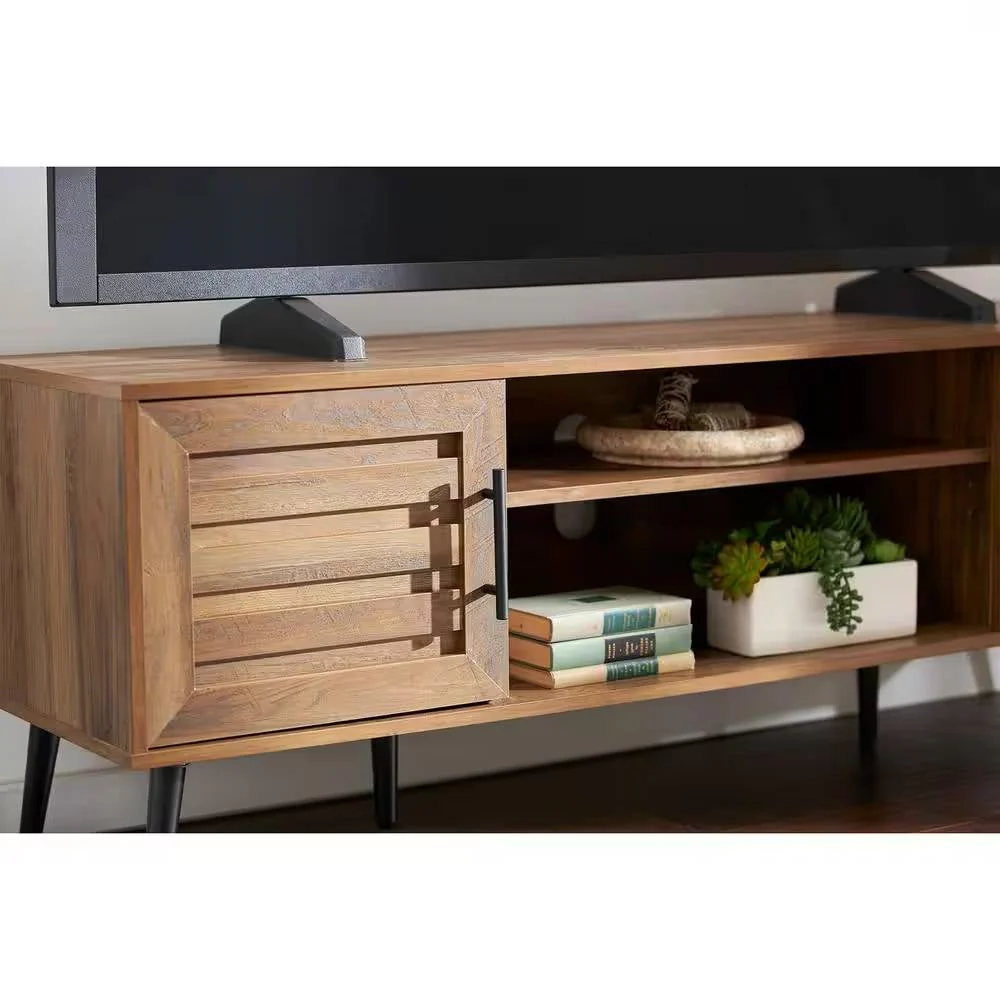 Modern Rustic Wood Finish TV Stand with Mid-Century Legs - for TV up to 65-inch - Image 4