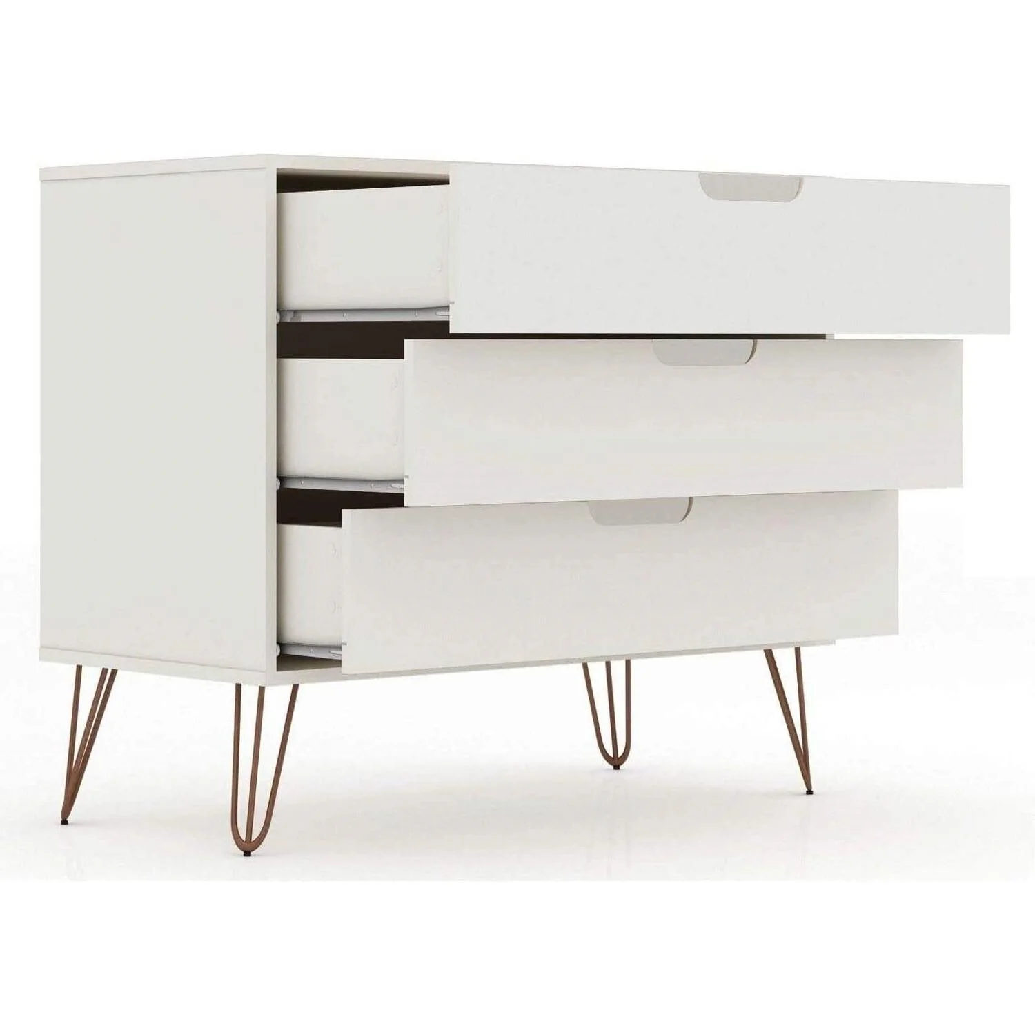 Modern Scandinavian Style Bedroom 3-Drawer Dresser in Off-White Finish - Image 2