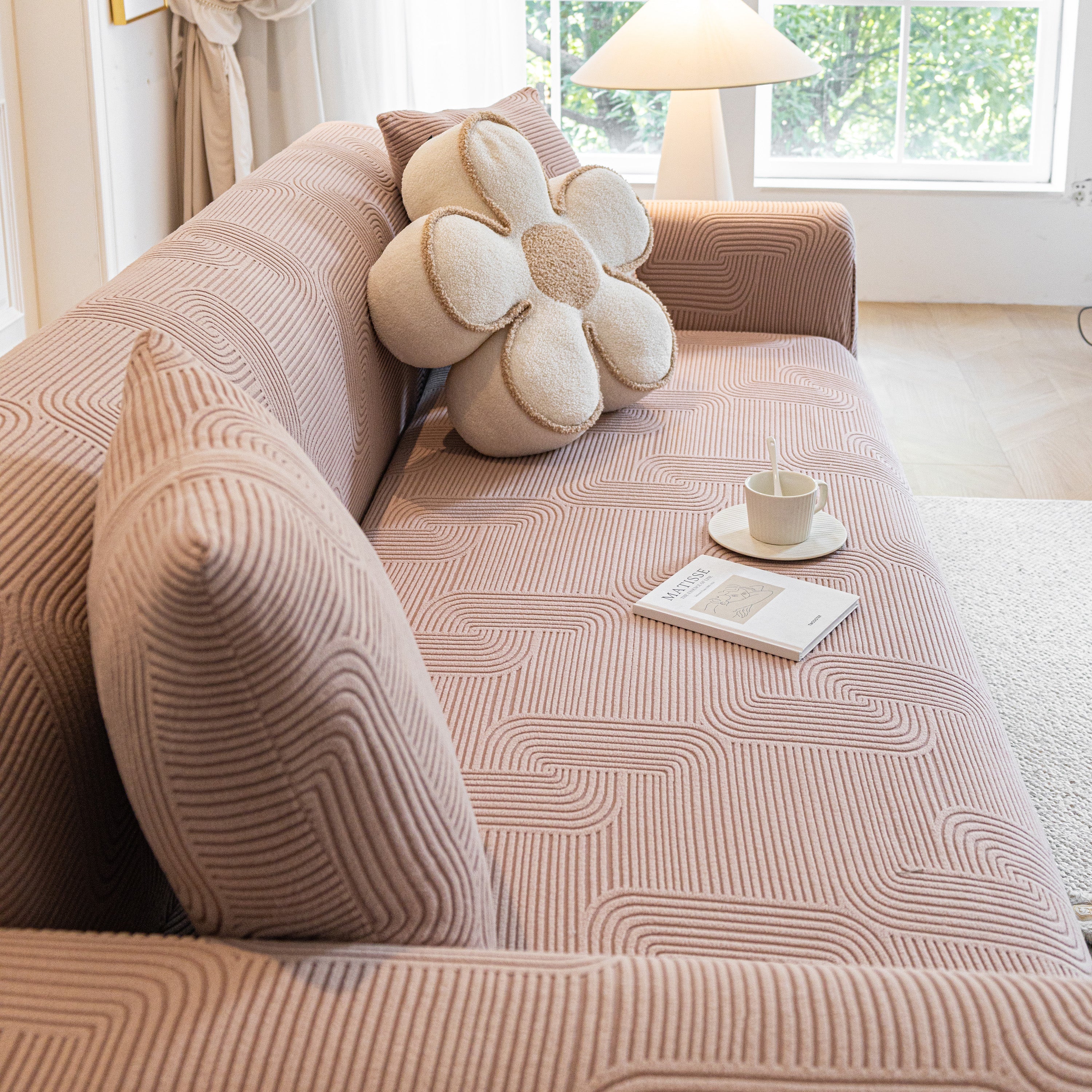 Modern Slipcovers Geometric Textured Stretchable Sofa Cover for Couch with Chaise - Image 10
