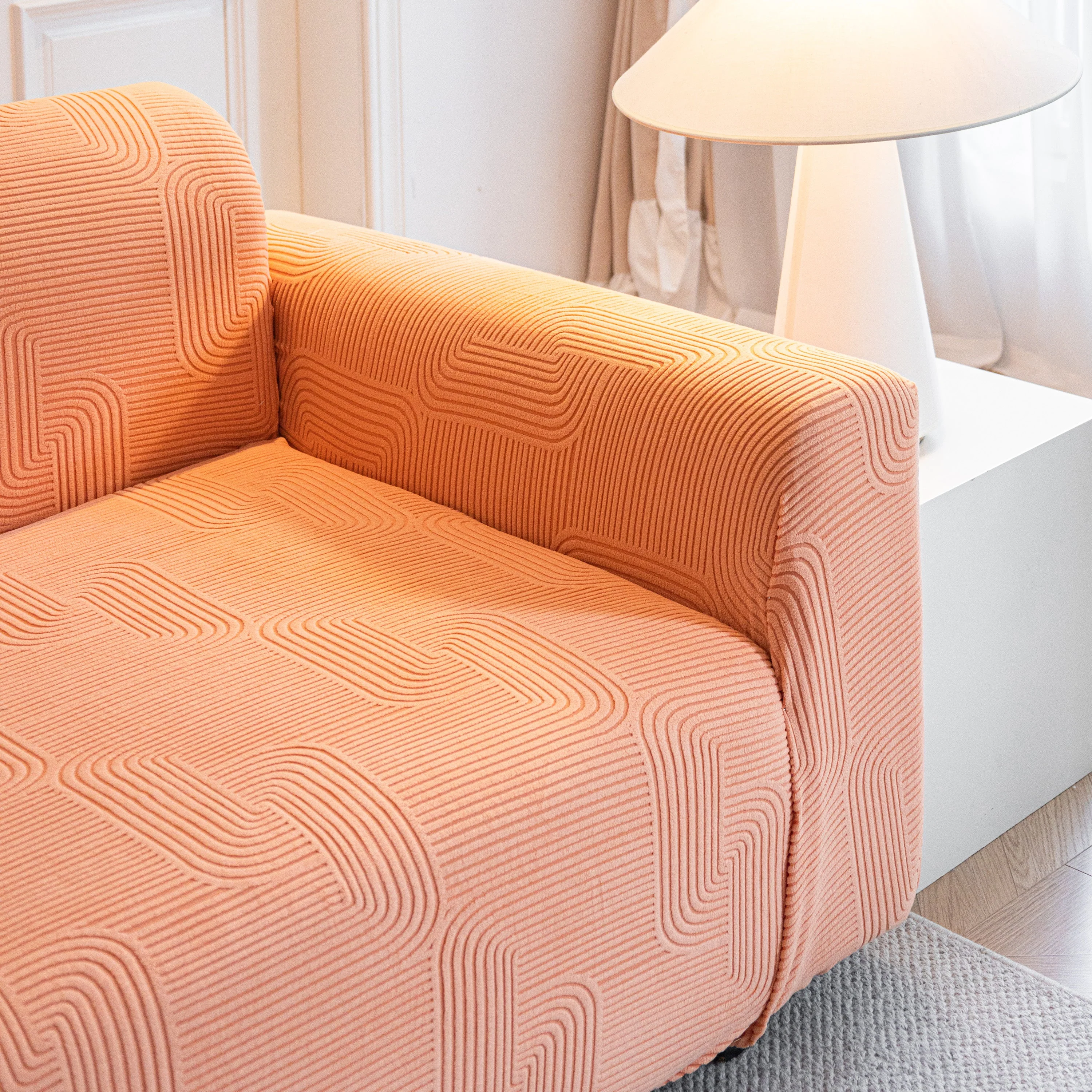 Modern Slipcovers Geometric Textured Stretchable Sofa Cover for Couch with Chaise - Image 111