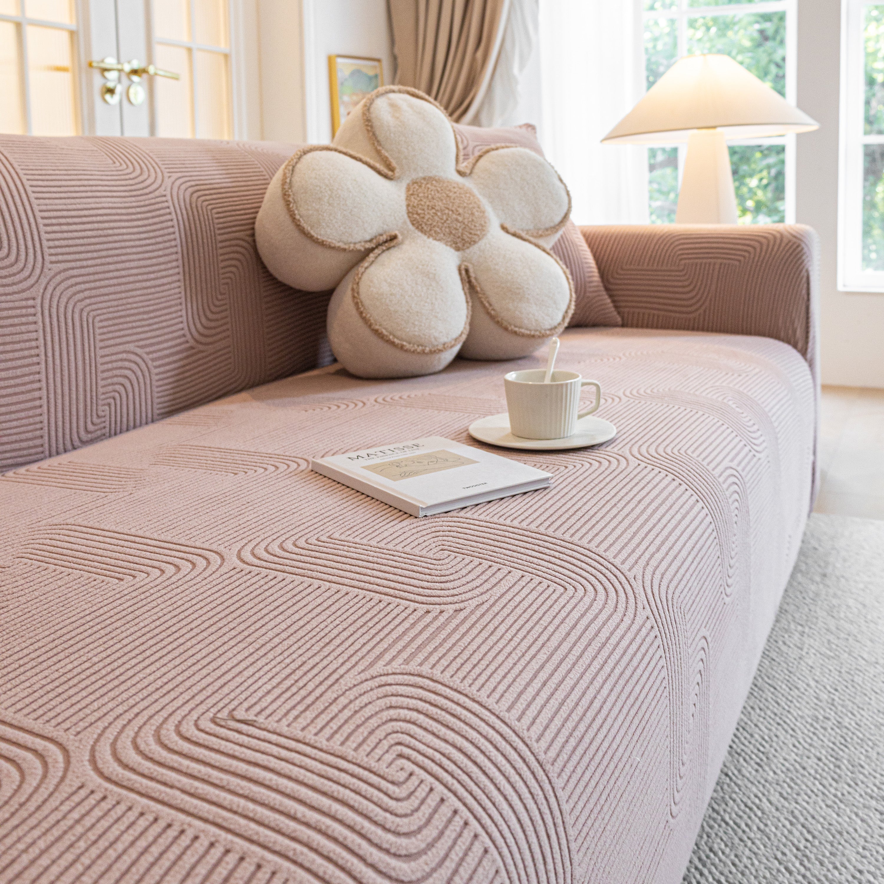 Modern Slipcovers Geometric Textured Stretchable Sofa Cover for Couch with Chaise - Image 12