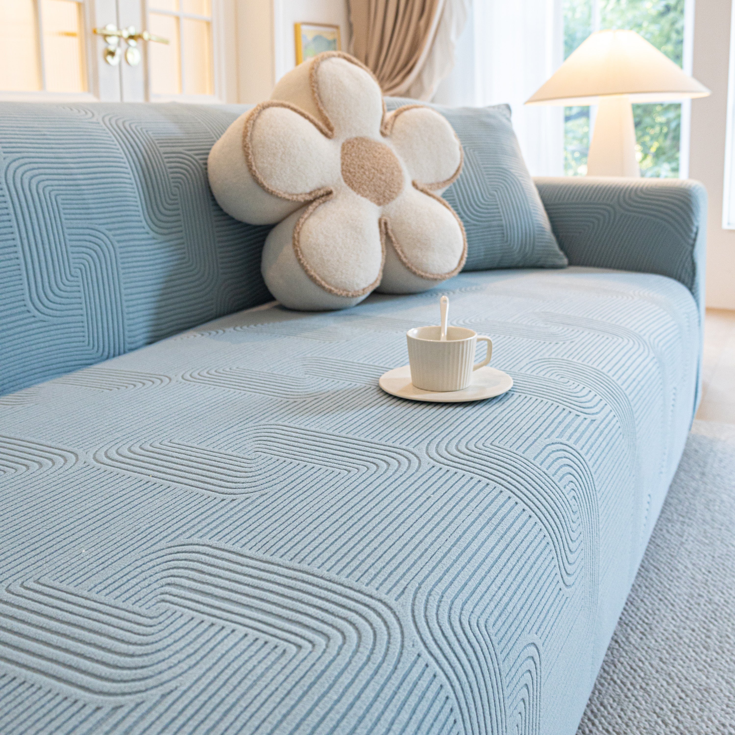 Modern Slipcovers Geometric Textured Stretchable Sofa Cover for Couch with Chaise - Image 122