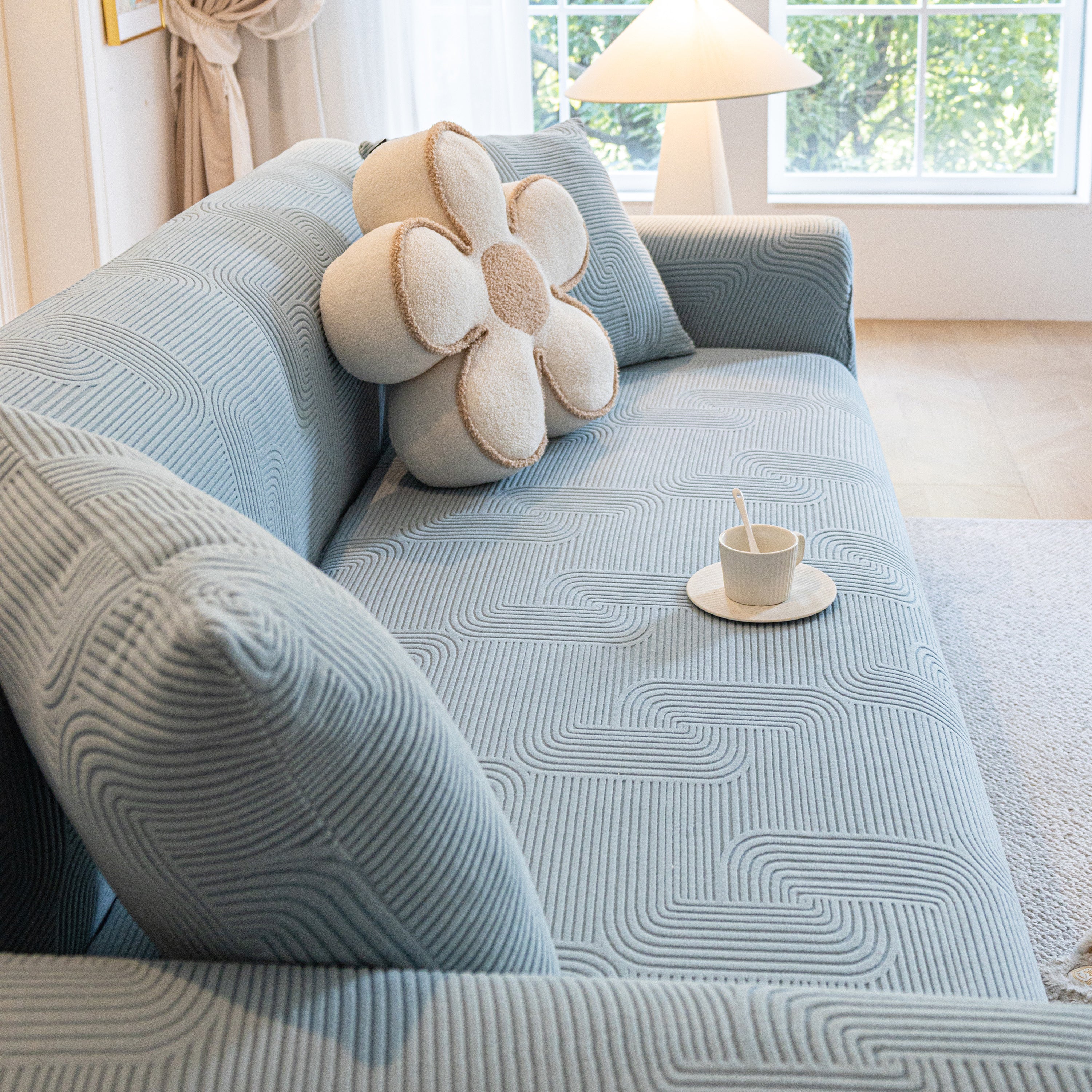 Modern Slipcovers Geometric Textured Stretchable Sofa Cover for Couch with Chaise - Image 124