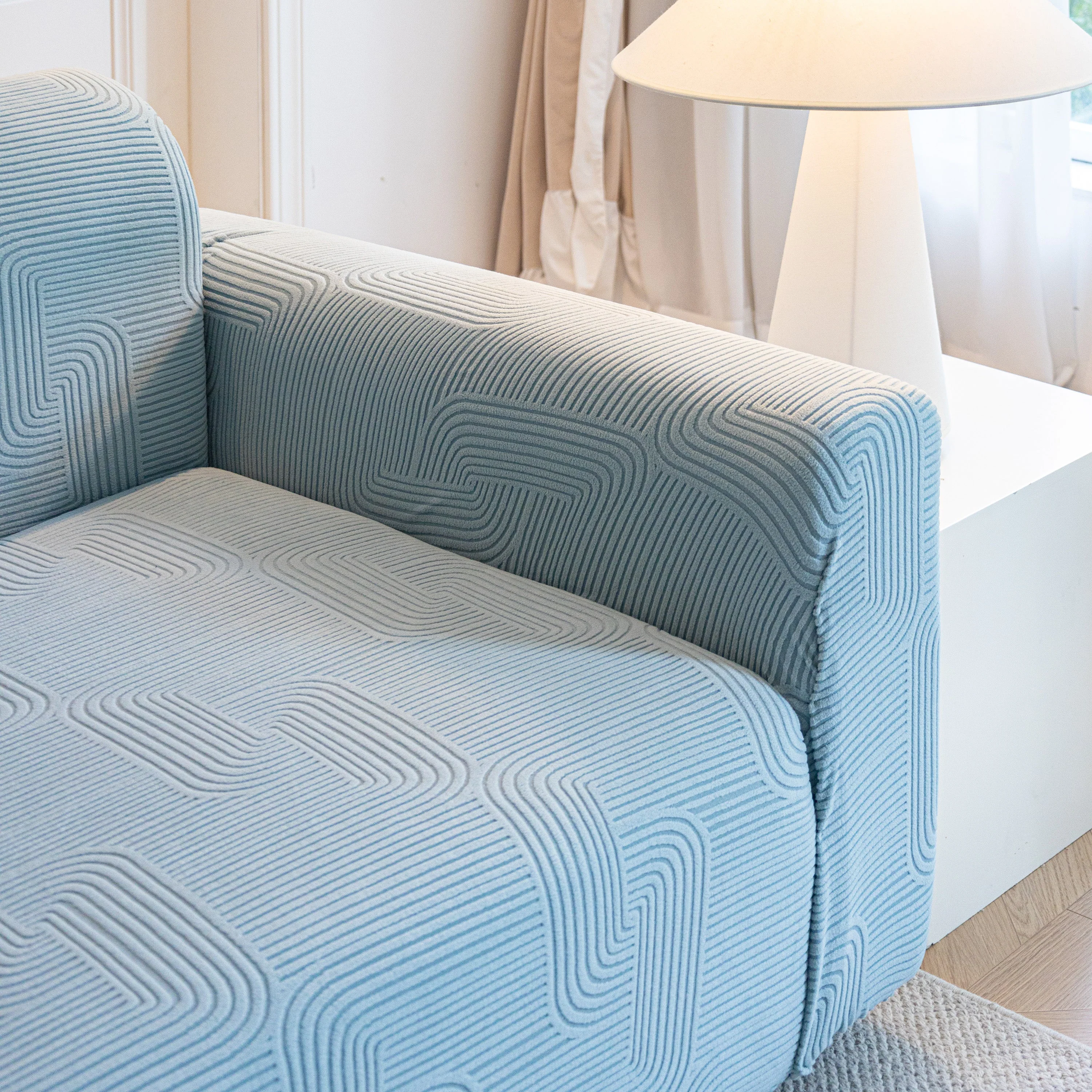 Modern Slipcovers Geometric Textured Stretchable Sofa Cover for Couch with Chaise - Image 125