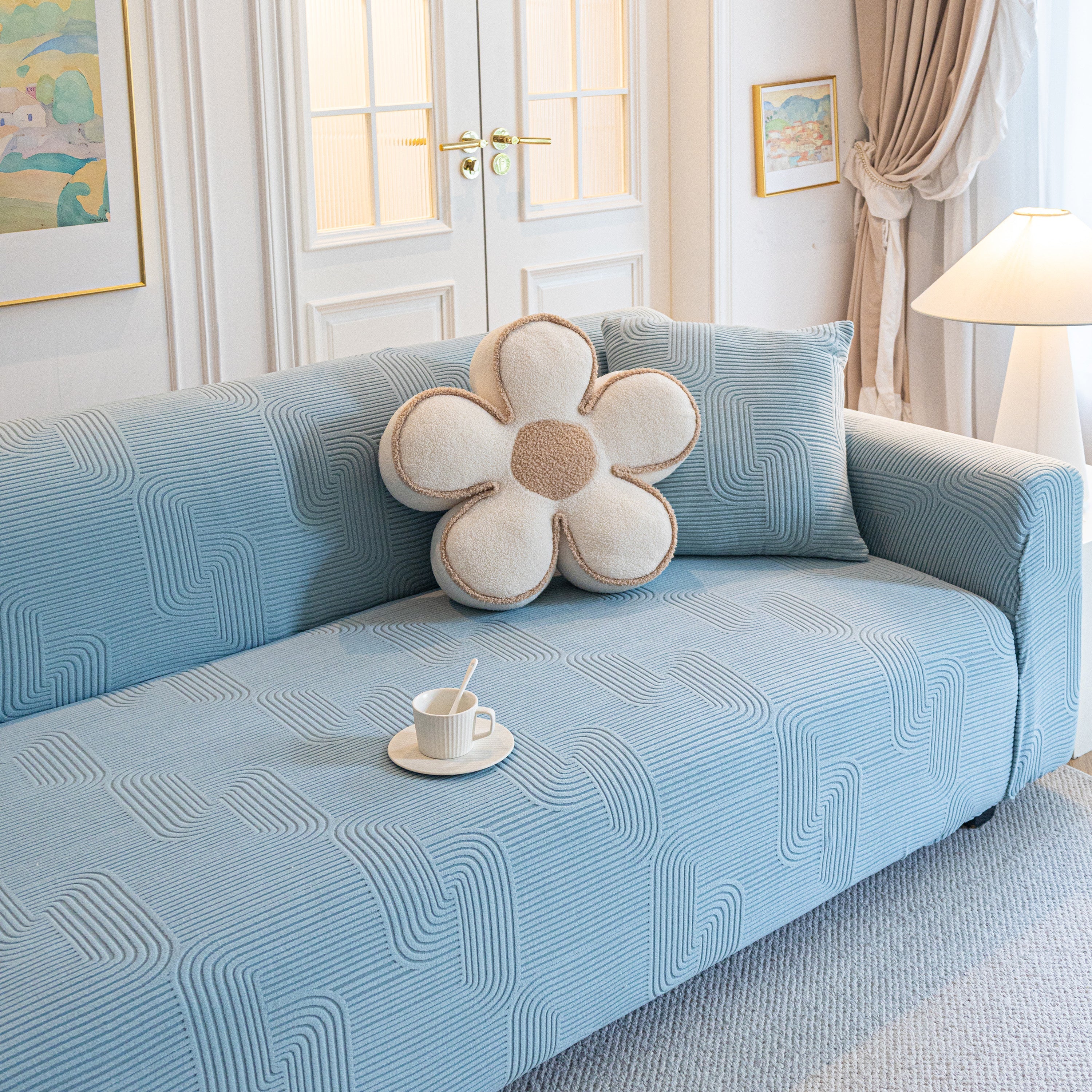 Modern Slipcovers Geometric Textured Stretchable Sofa Cover for Couch with Chaise - Image 134