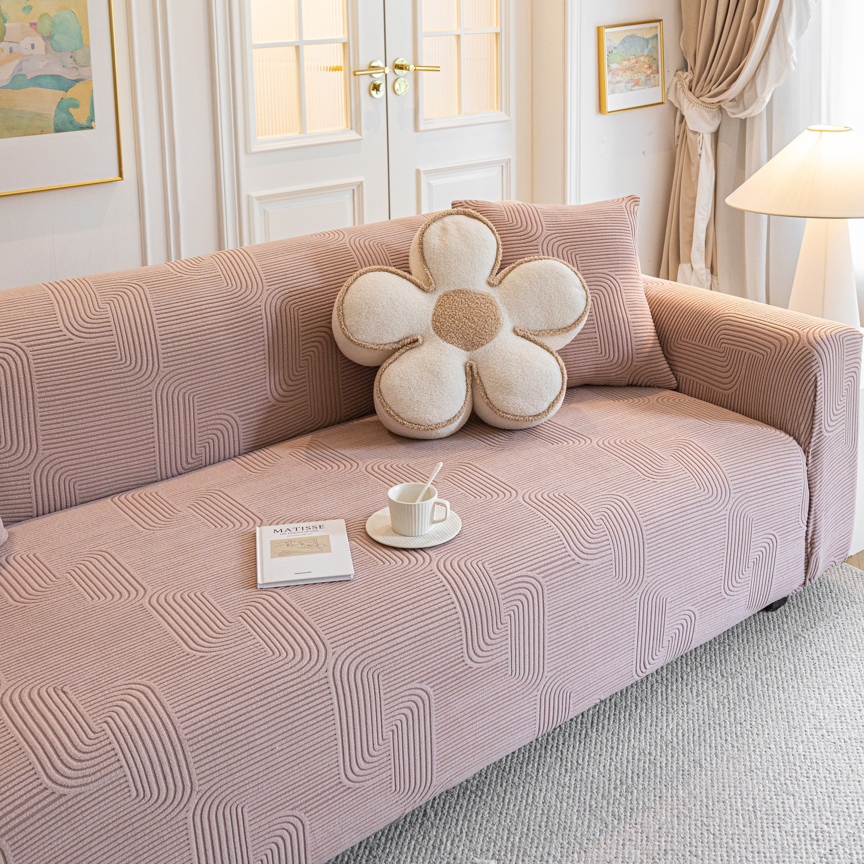 Modern Slipcovers Geometric Textured Stretchable Sofa Cover for Couch with Chaise - Image 14