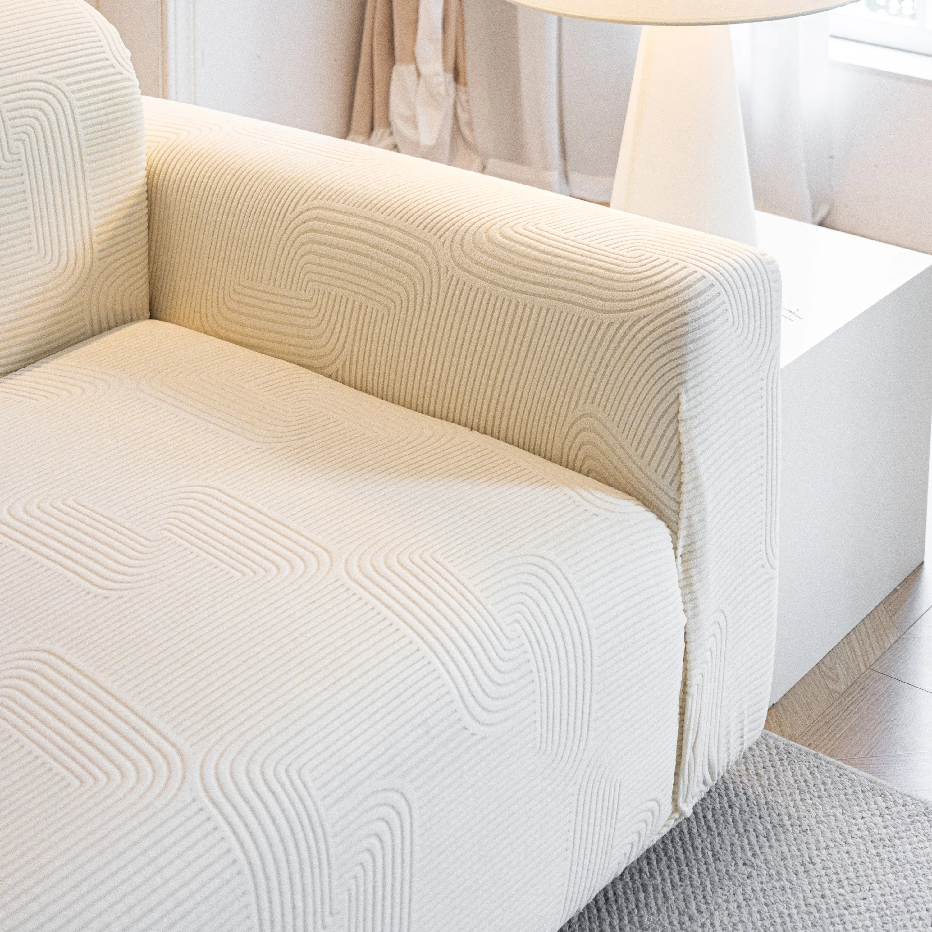 Modern Slipcovers Geometric Textured Stretchable Sofa Cover for Couch with Chaise - Image 25
