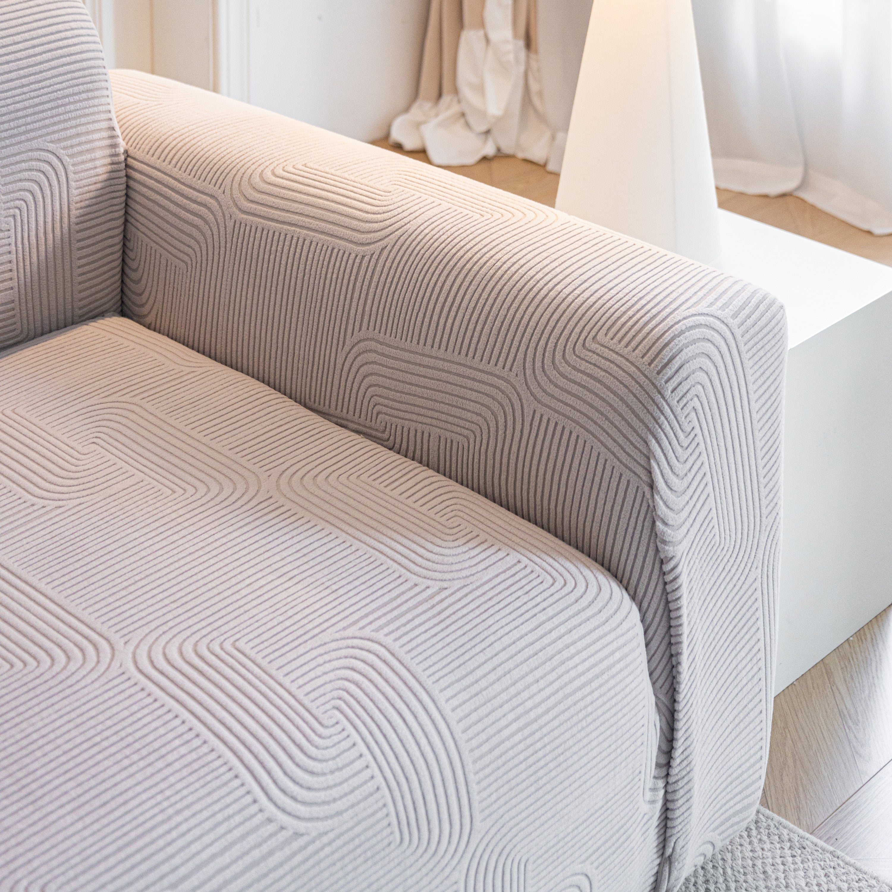 Modern Slipcovers Geometric Textured Stretchable Sofa Cover for Couch with Chaise - Image 56