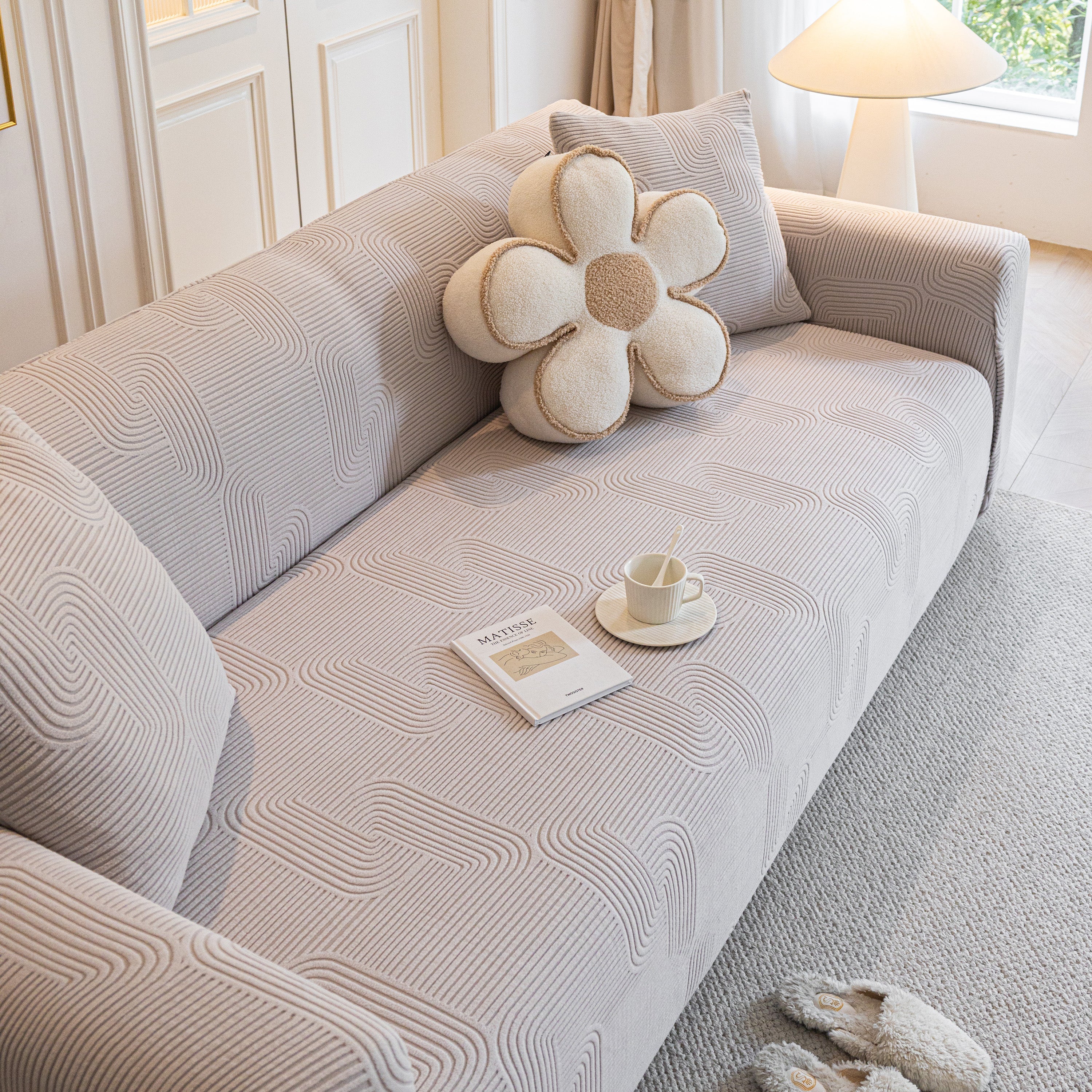 Modern Slipcovers Geometric Textured Stretchable Sofa Cover for Couch with Chaise - Image 71