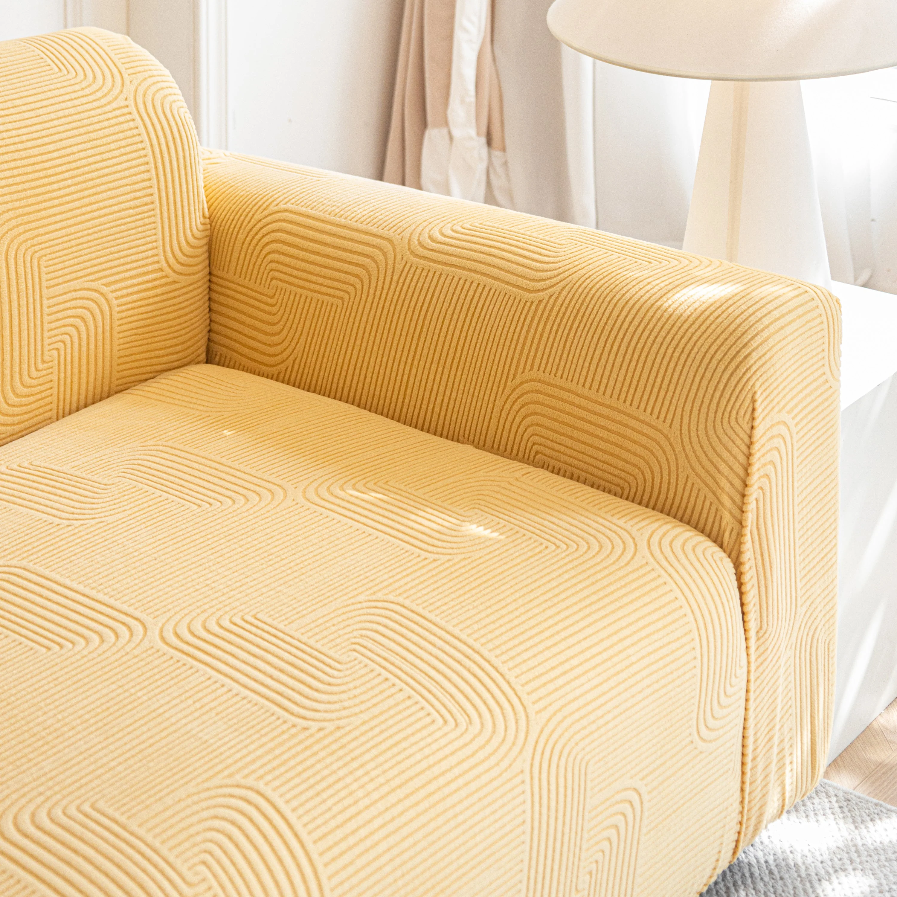 Modern Slipcovers Geometric Textured Stretchable Sofa Cover for Couch with Chaise - Image 74