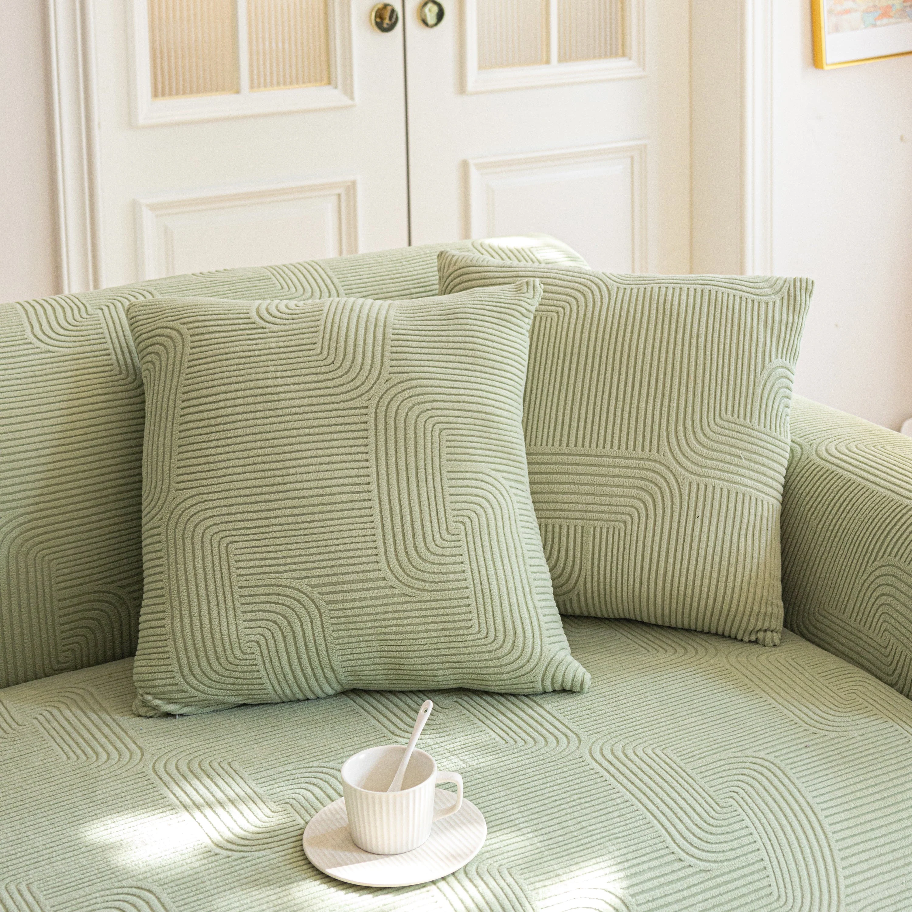Modern Slipcovers Geometric Textured Stretchable Sofa Cover for Couch with Chaise - Image 92