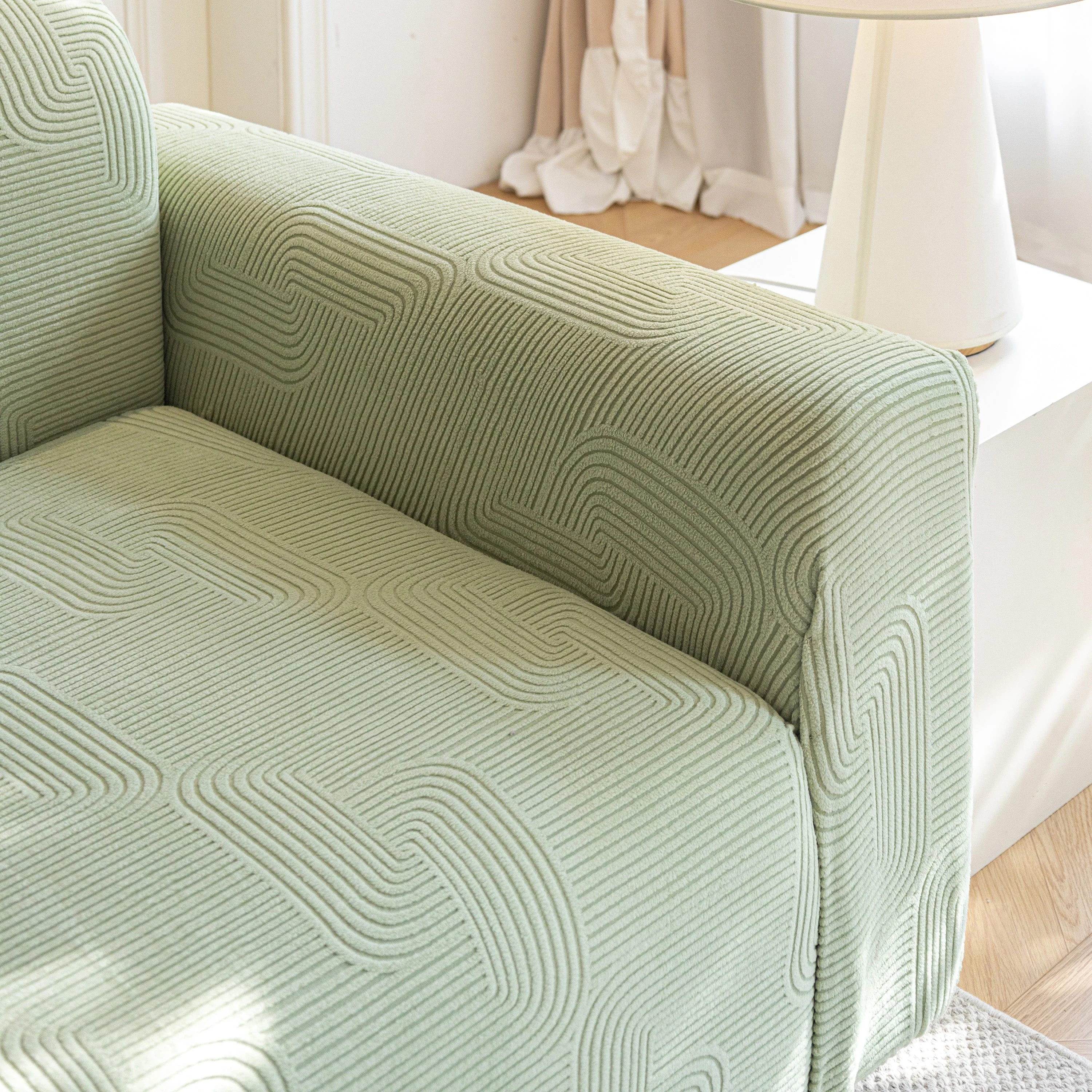 Modern Slipcovers Geometric Textured Stretchable Sofa Cover for Couch with Chaise - Image 93
