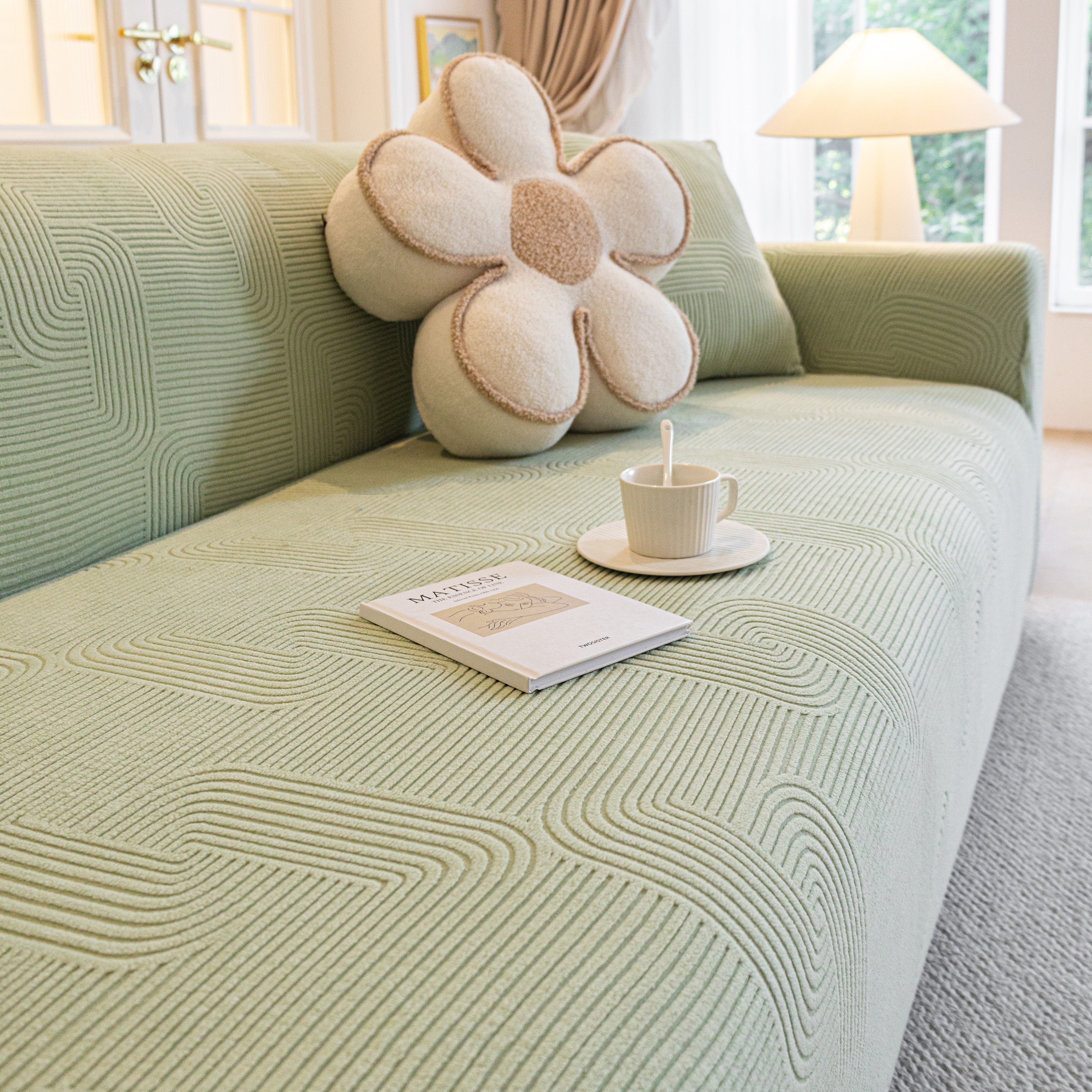 Modern Slipcovers Geometric Textured Stretchable Sofa Cover for Couch with Chaise - Image 95