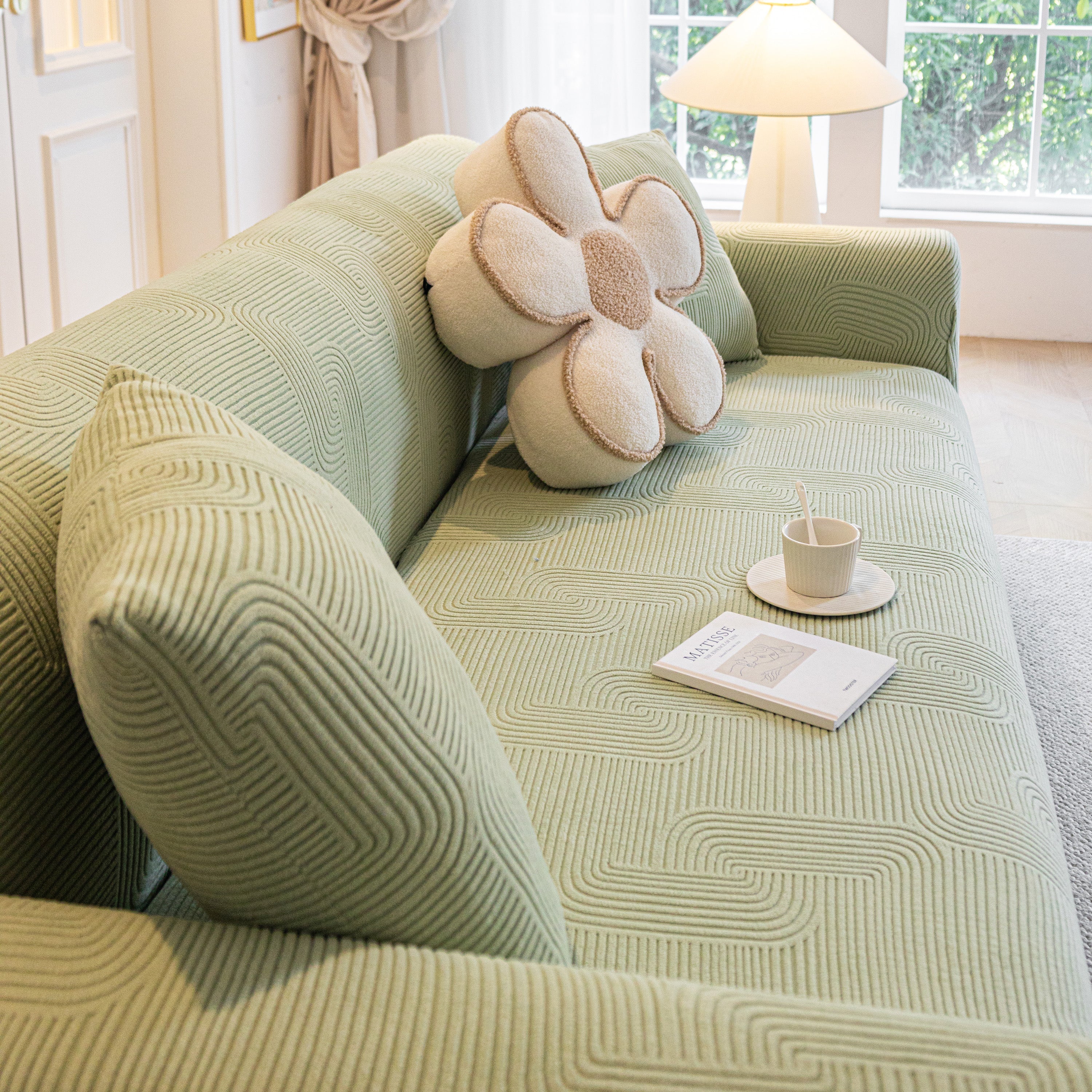 Modern Slipcovers Geometric Textured Stretchable Sofa Cover for Couch with Chaise - Image 99