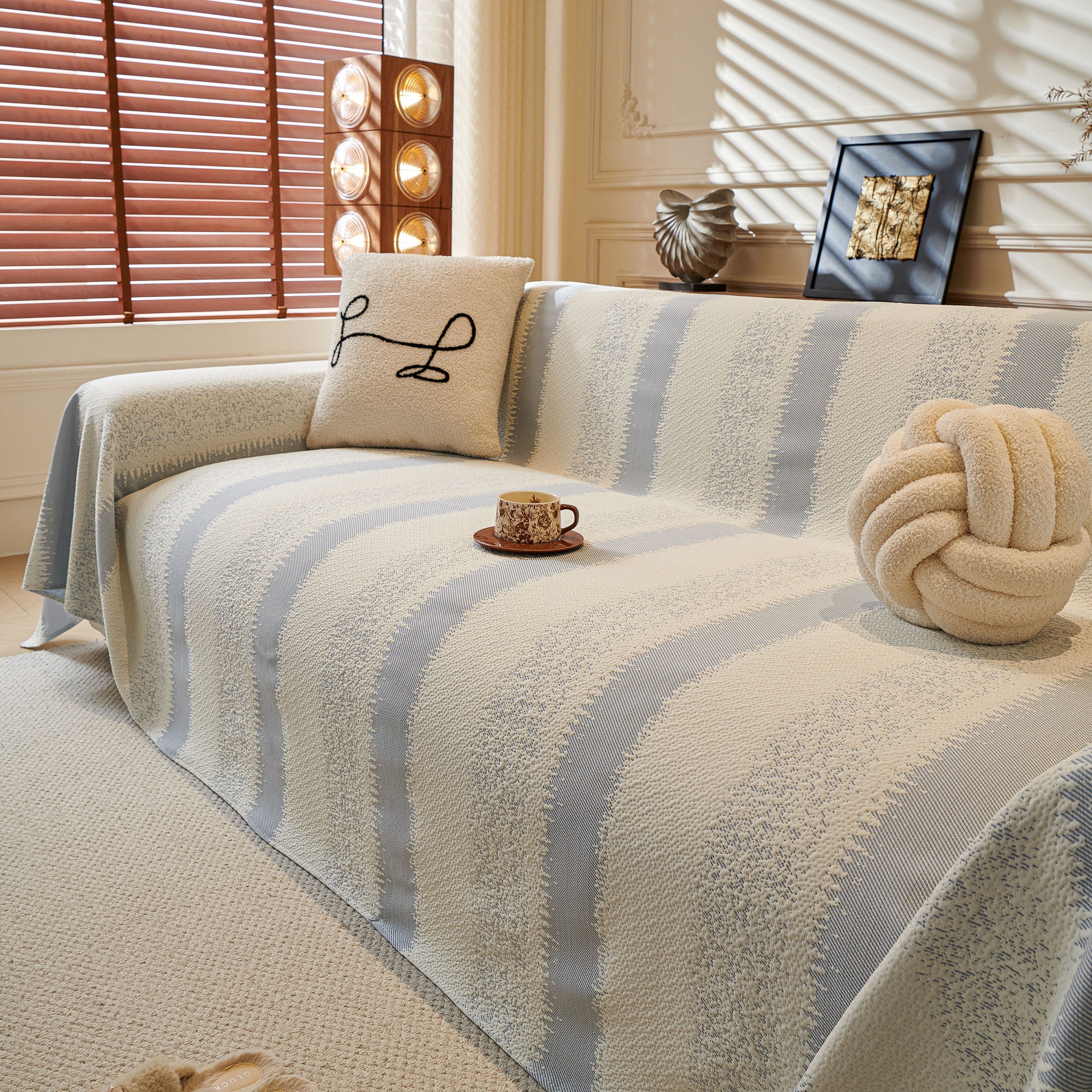 Modern Striped Sofa Throw Blanket, Lightweight Couch Cover for Summer Seating - Image 10