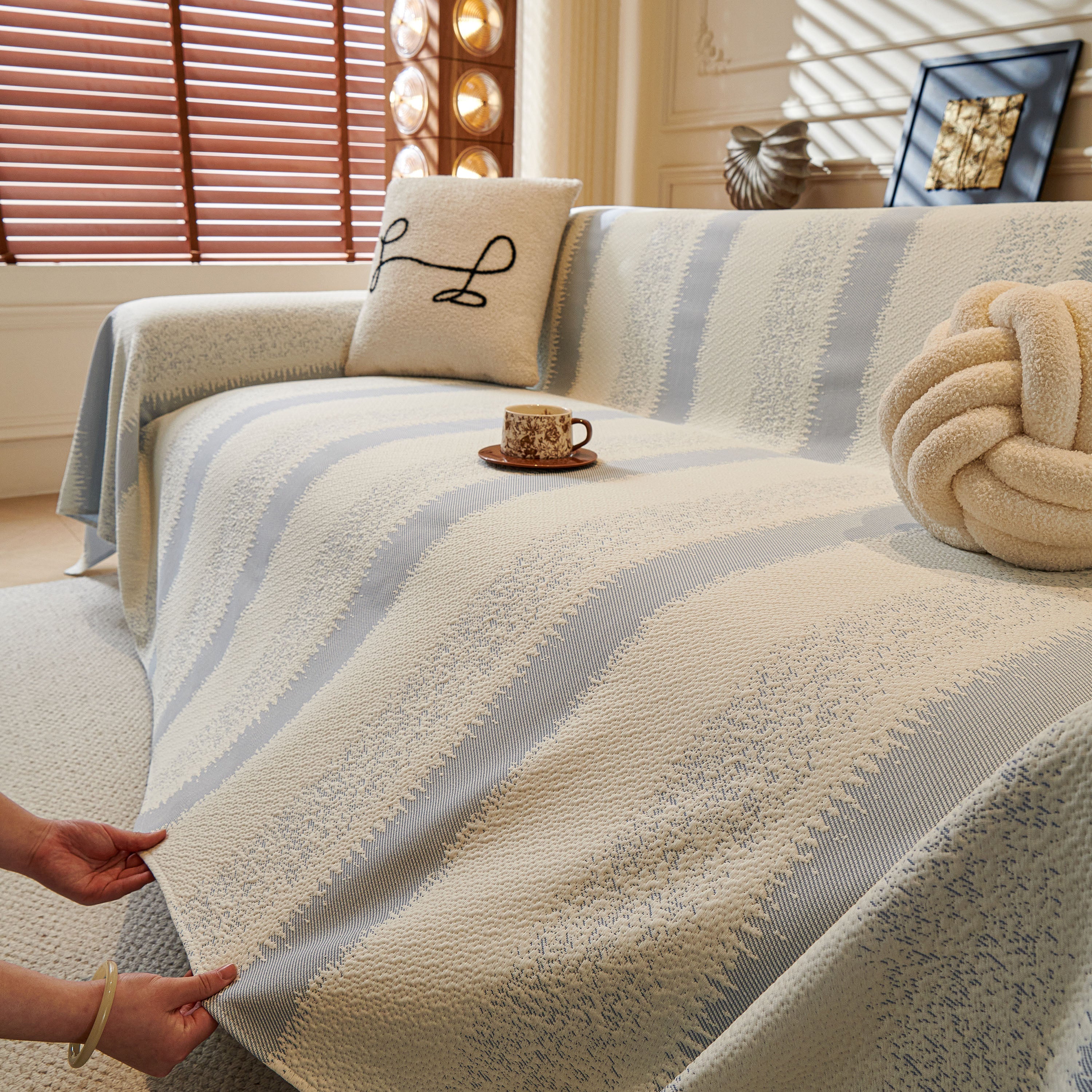 Modern Striped Sofa Throw Blanket, Lightweight Couch Cover for Summer Seating - Image 12