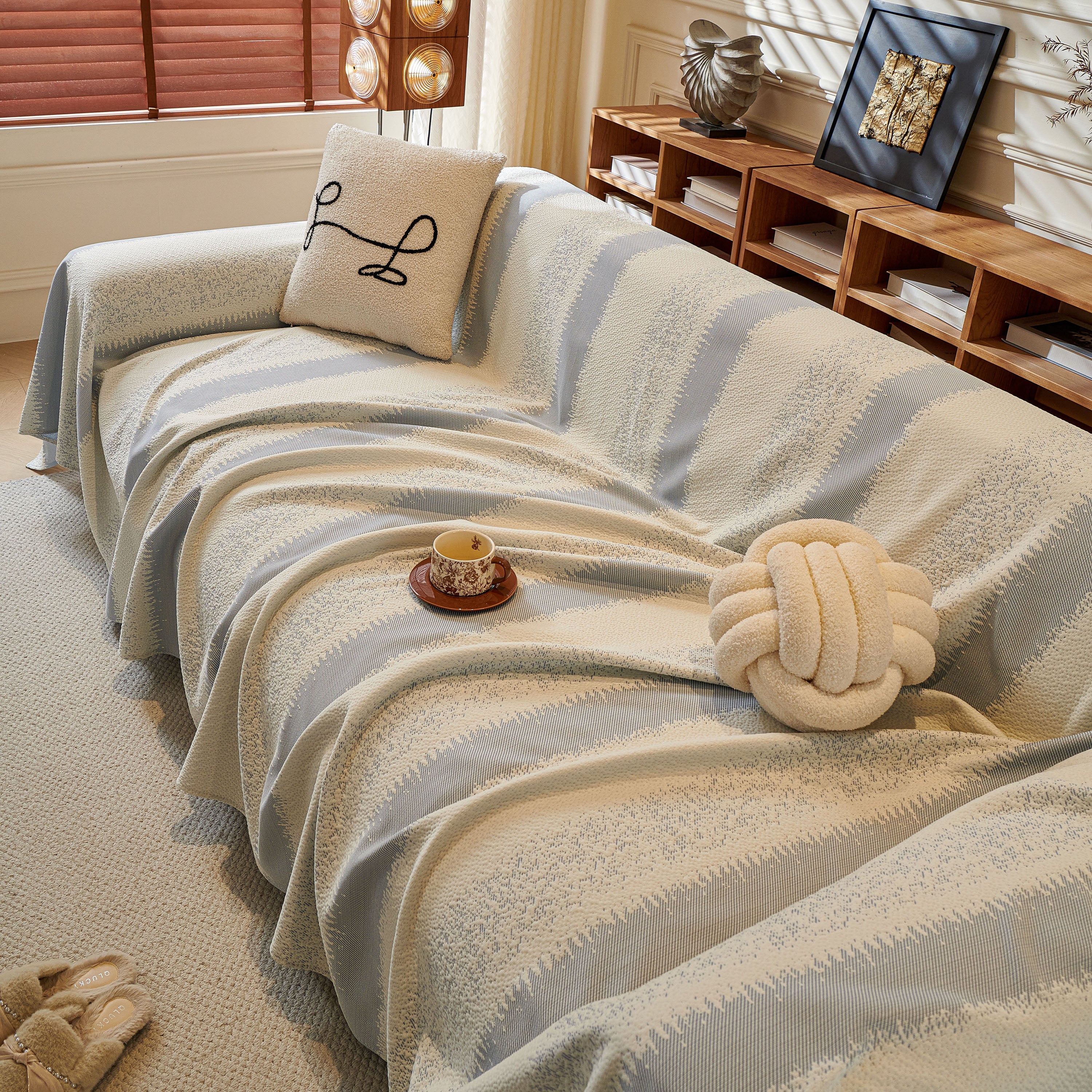 Modern Striped Sofa Throw Blanket, Lightweight Couch Cover for Summer Seating - Image 13